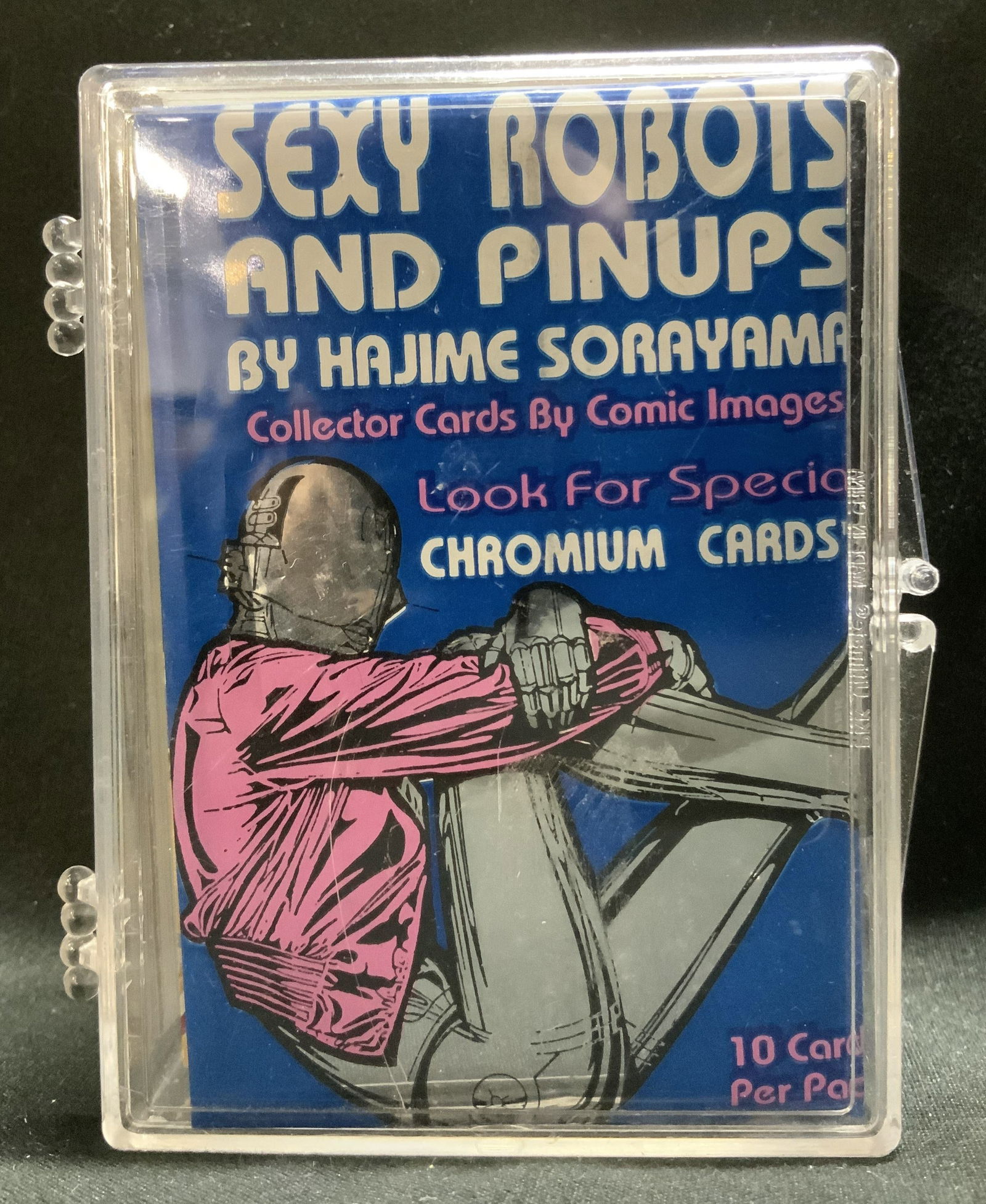 Lot 30+ 1993 Sexy Robots & Pinups Trading Cards: Lot 30+ Sexy Robots & Pinups by Hajime Sorayama. Collector cards by Comic Images. Copyright 1993. Cards feature women in different poses. Comes in acrylic case. Lot is sold as is. Surface wear consist