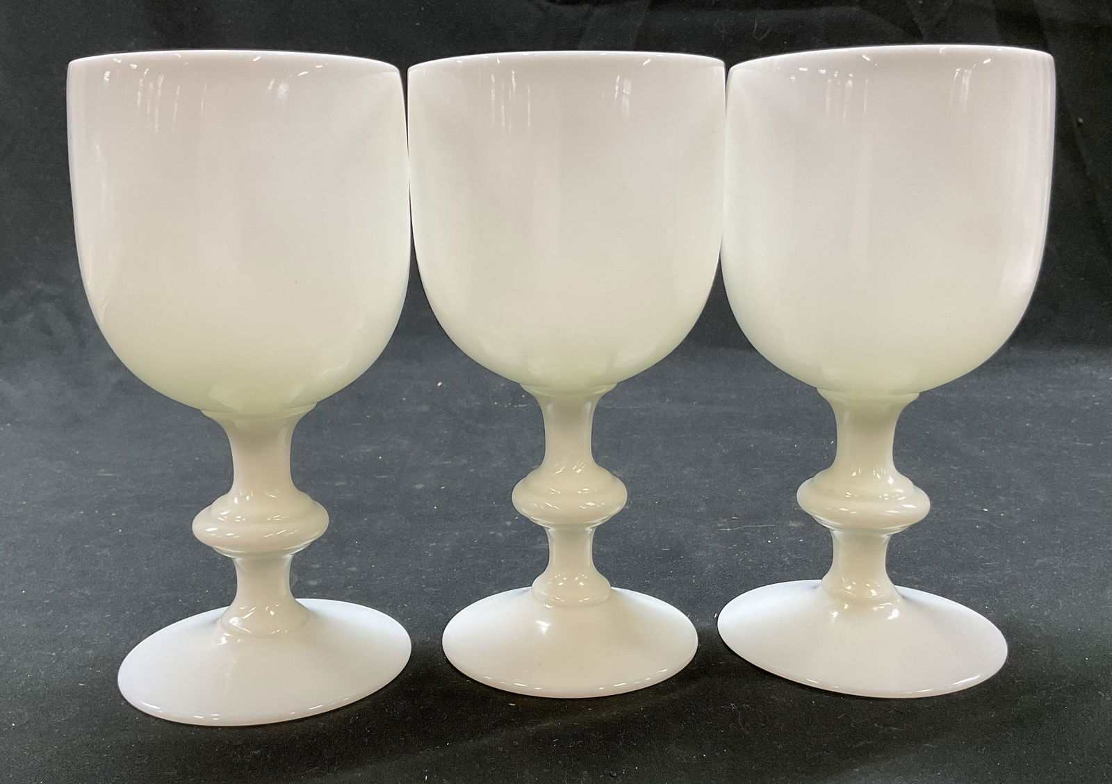 Set 3 White Opaline Glass Goblets (1 of 7)