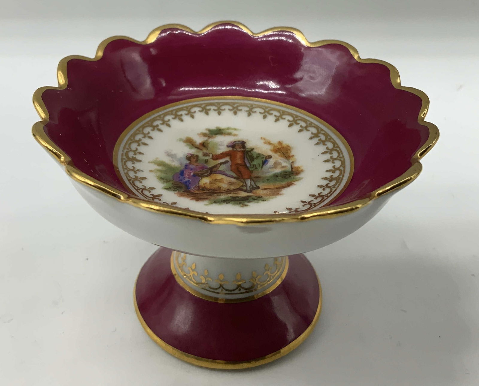 Vtg Limoges Miniature Pedestal Bwl FRANCE (1 of 6)