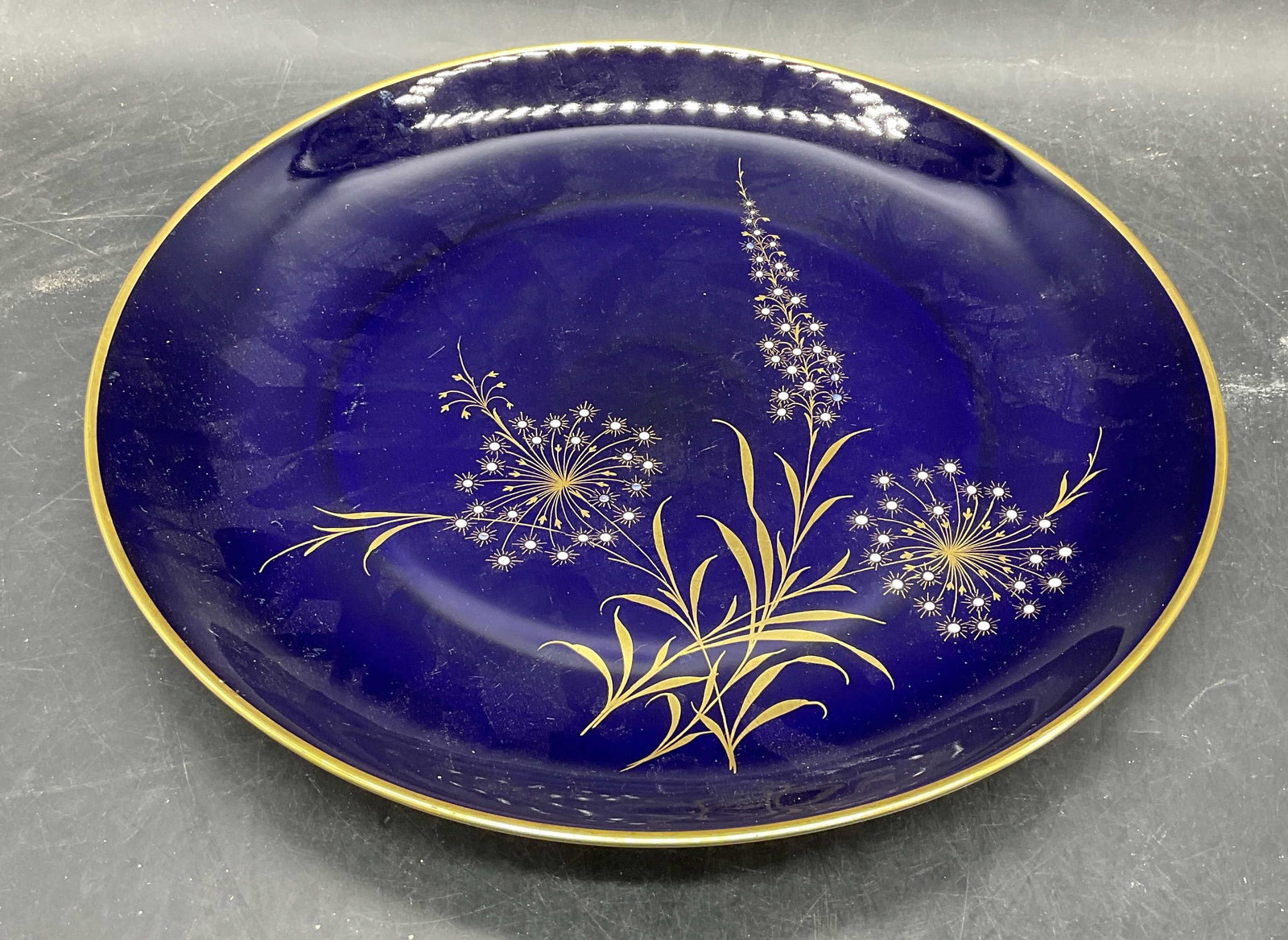 Schumann Gilt Cobalt Floral Porcelain Plate (1 of 6)