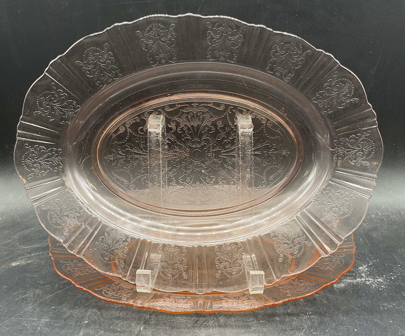 Pair Vintage Pink Depression Glass Platter (1 of 6)