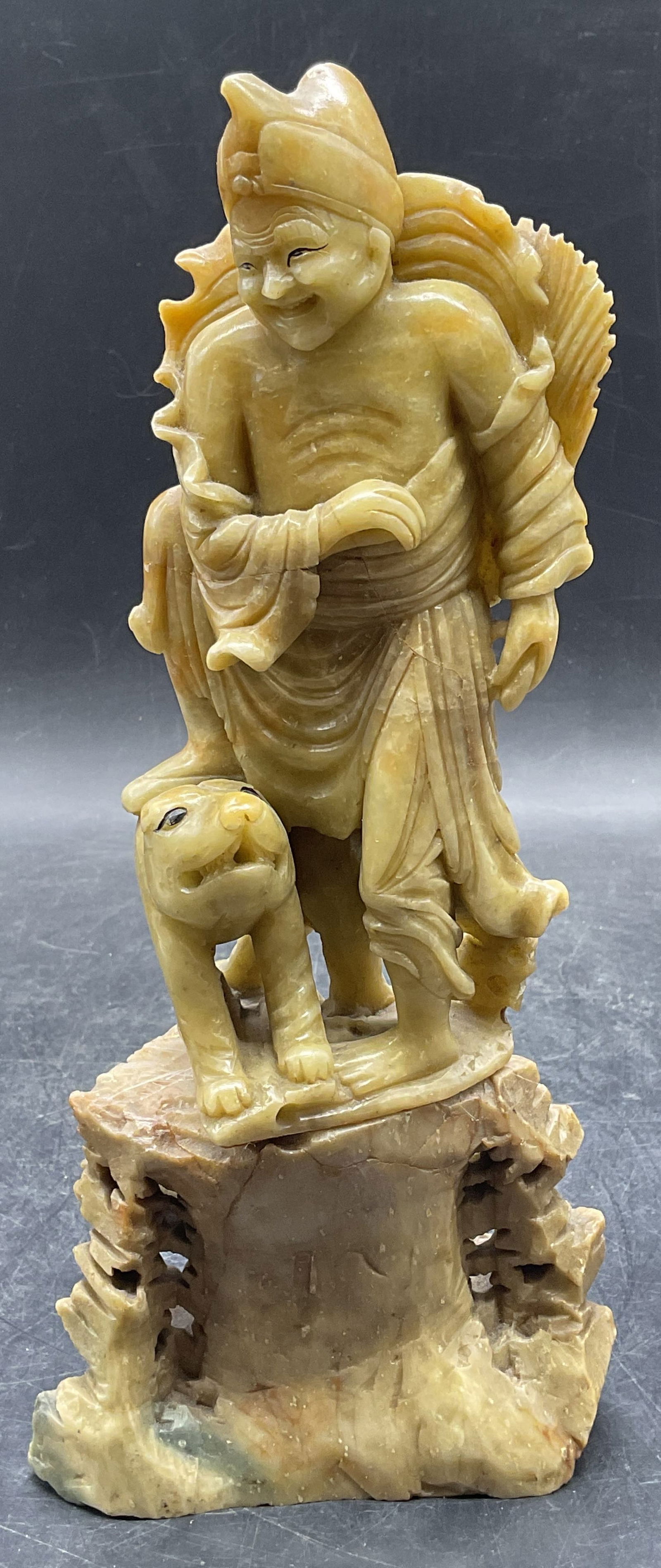 Chinese Soapstone Carving, Elder & Foo Dog (1 of 6)
