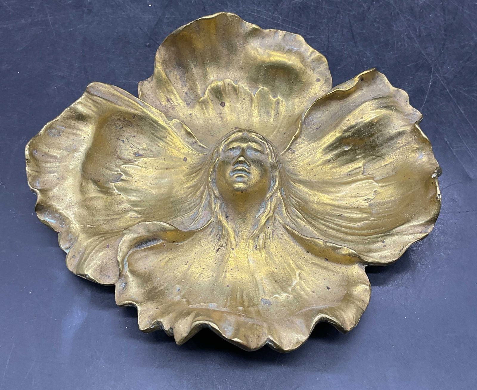 Art Nouveau Style Brass Figural Trinket Dish (1 of 6)