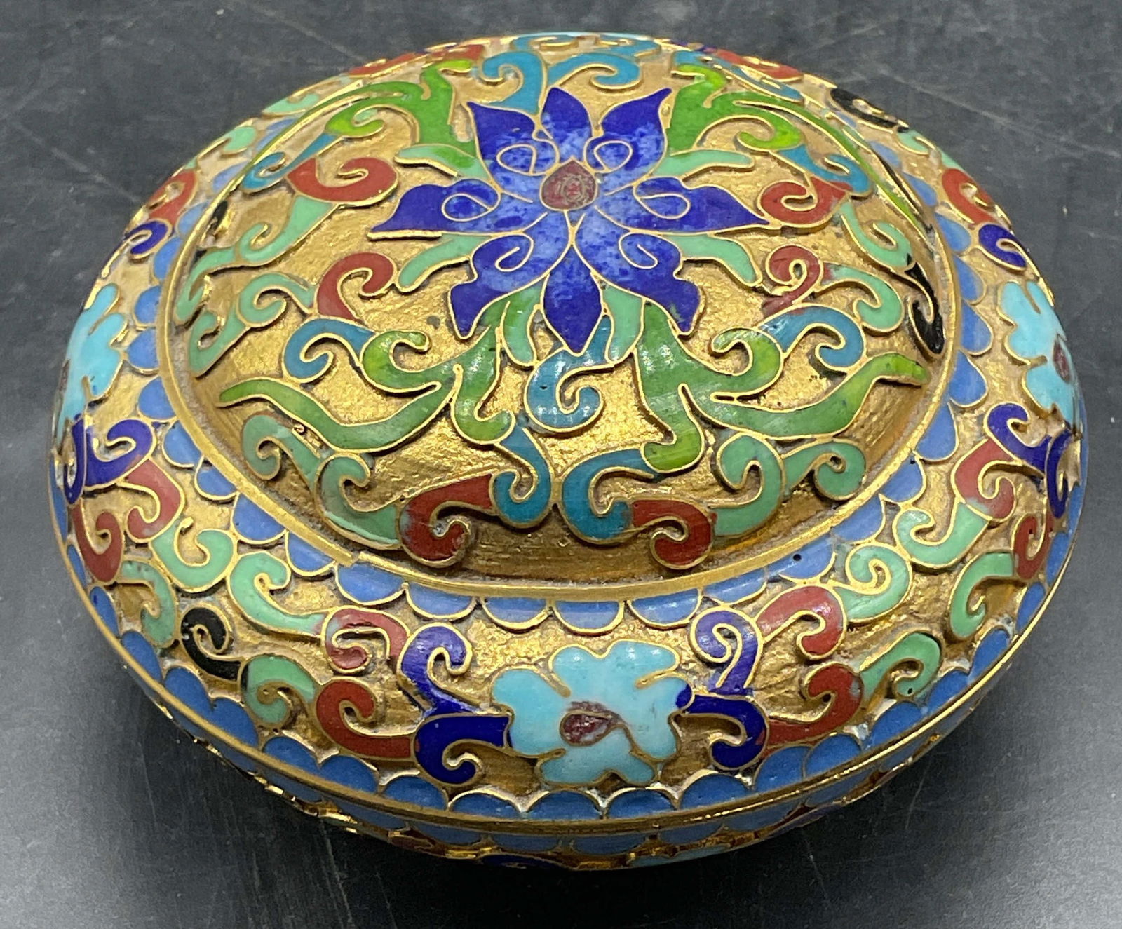 Gilt Cloisonne Enameled Trinket Box (1 of 6)