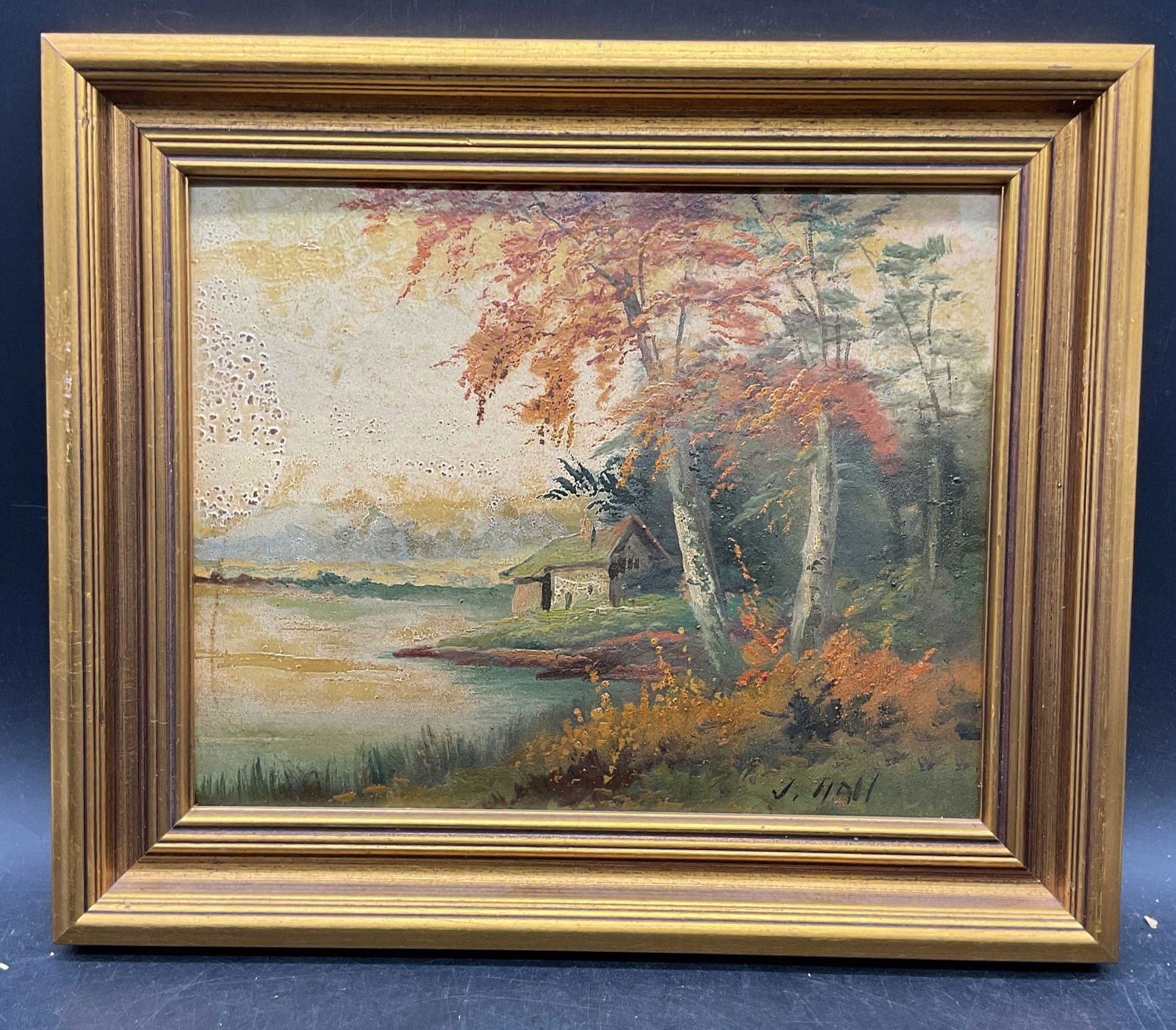 Signed J Hall Landscape House Oil Painting (1 of 6)