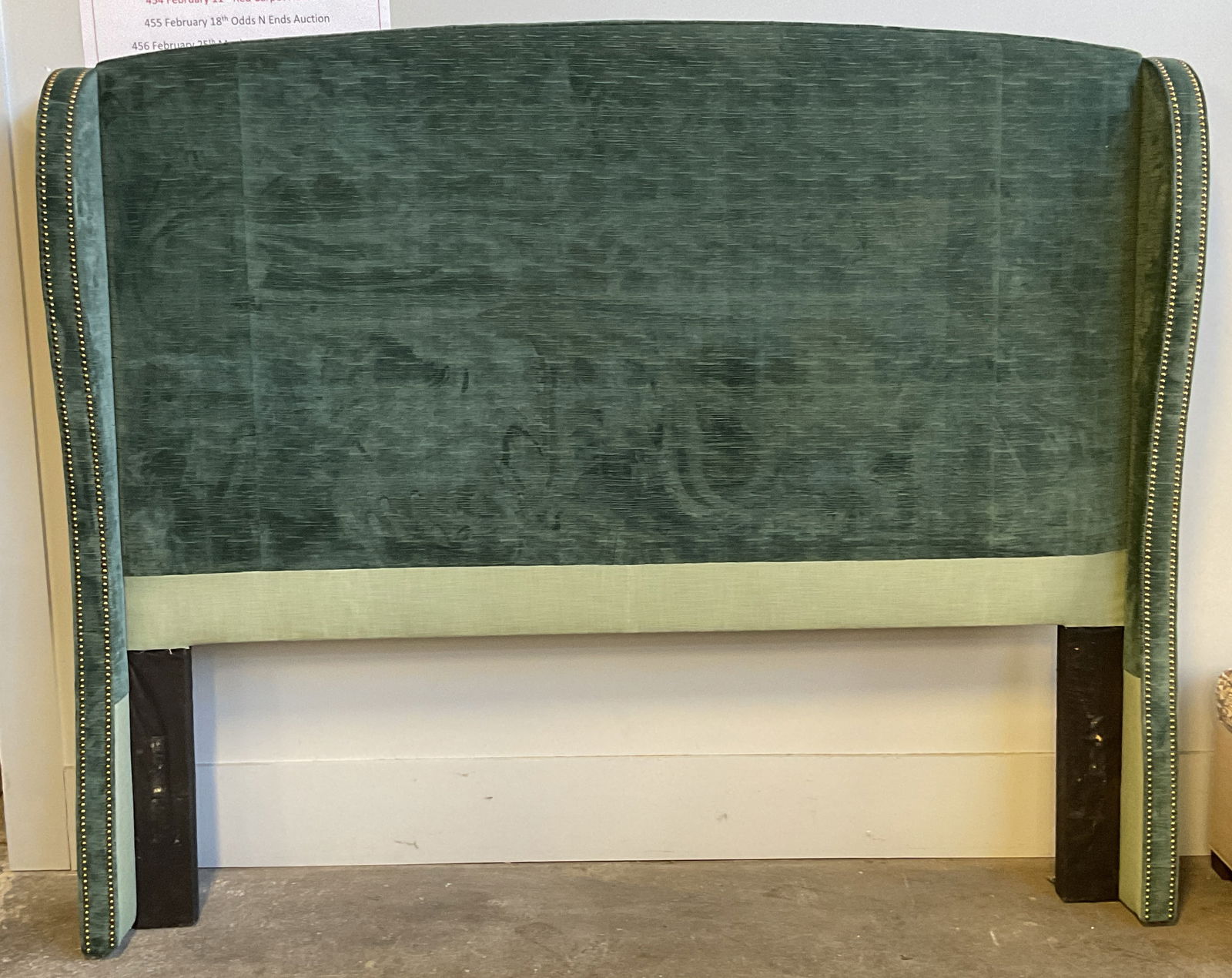 Green Upholstered Velvet Nailhead Headboard 85in (1 of 7)