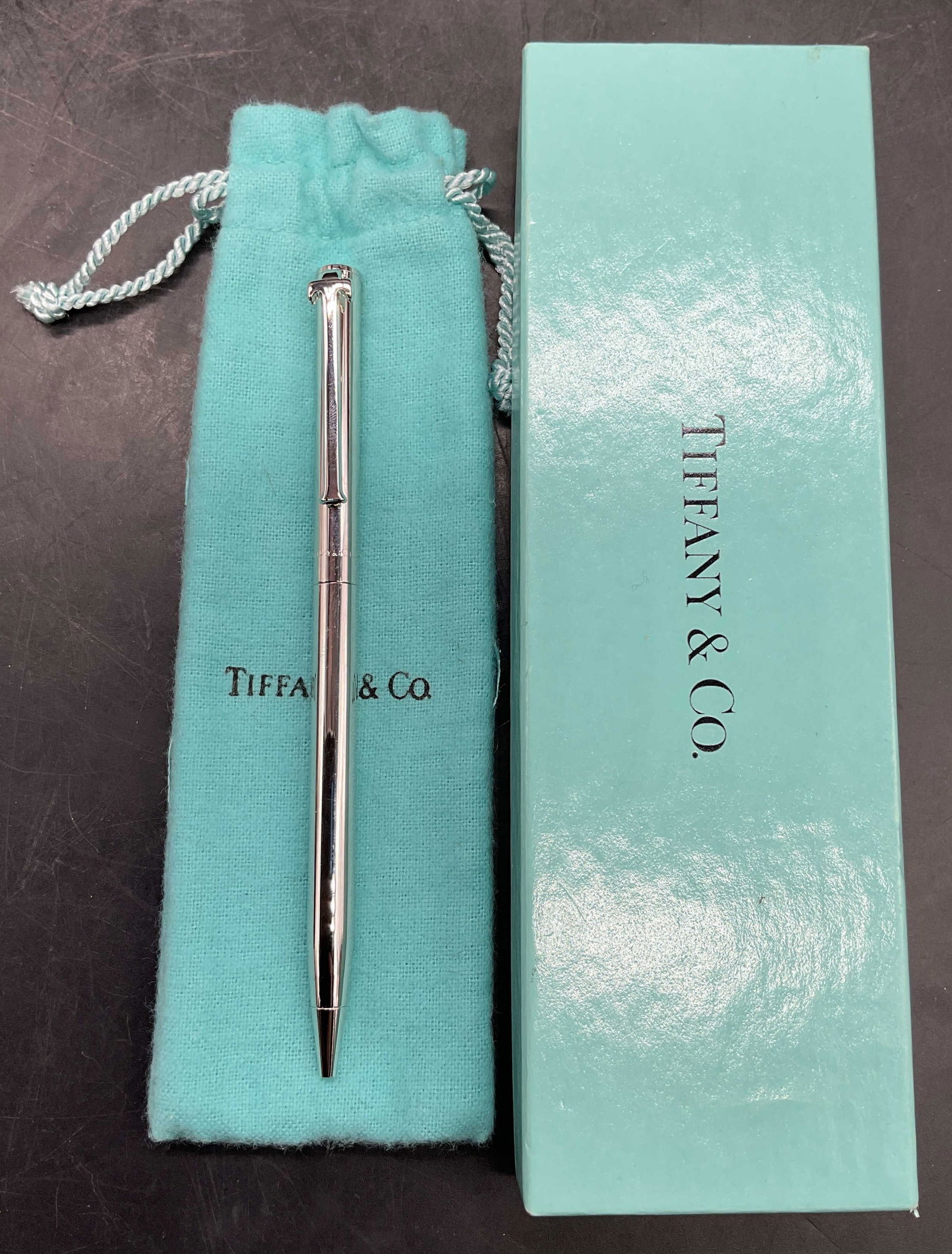 Tiffany & Co Silver Tn T Clip Ballpoint Pen w Box (1 of 6)