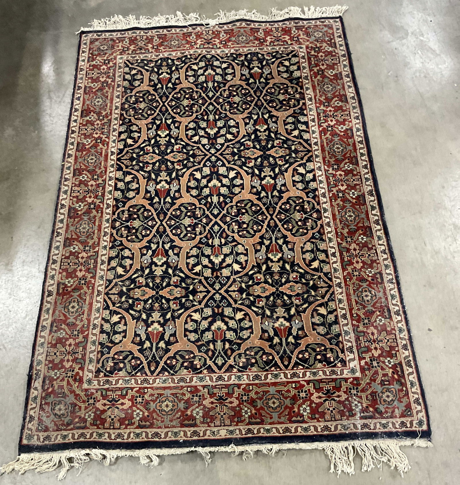 Vintage Persian Style Blue Wool Floral Area Rug (1 of 6)
