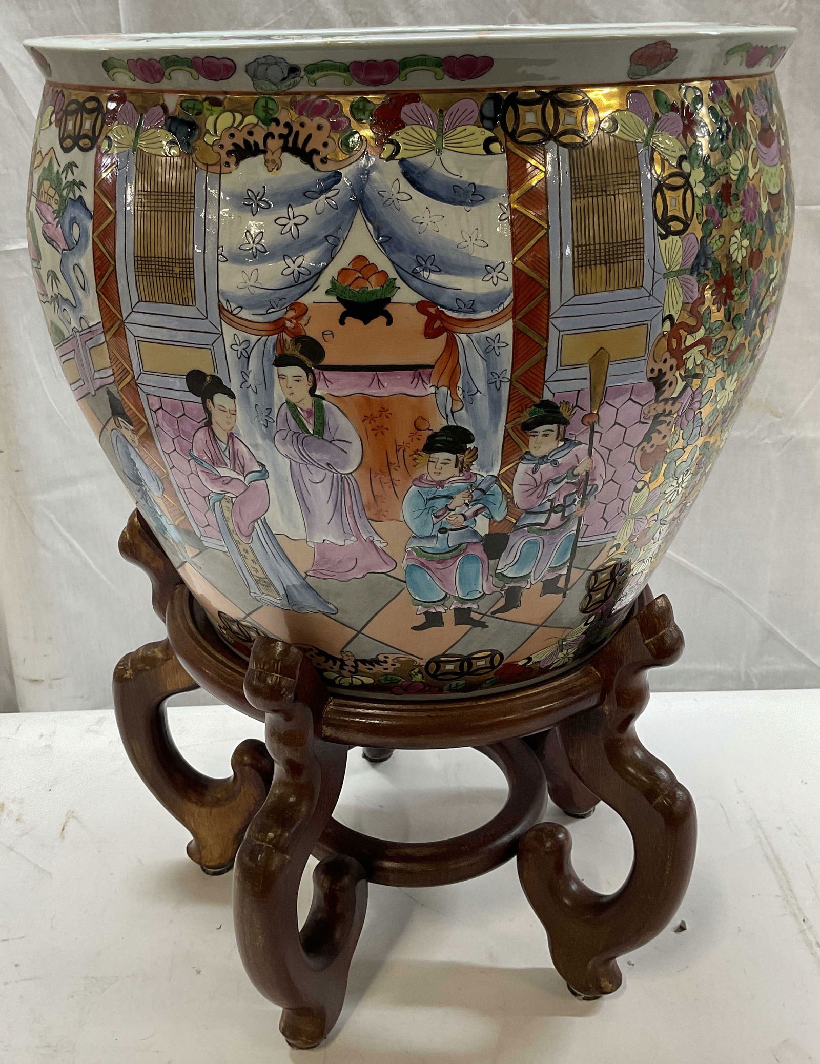 Chinese Porcelain Famille Rose Jardiniere & Stand (1 of 7)