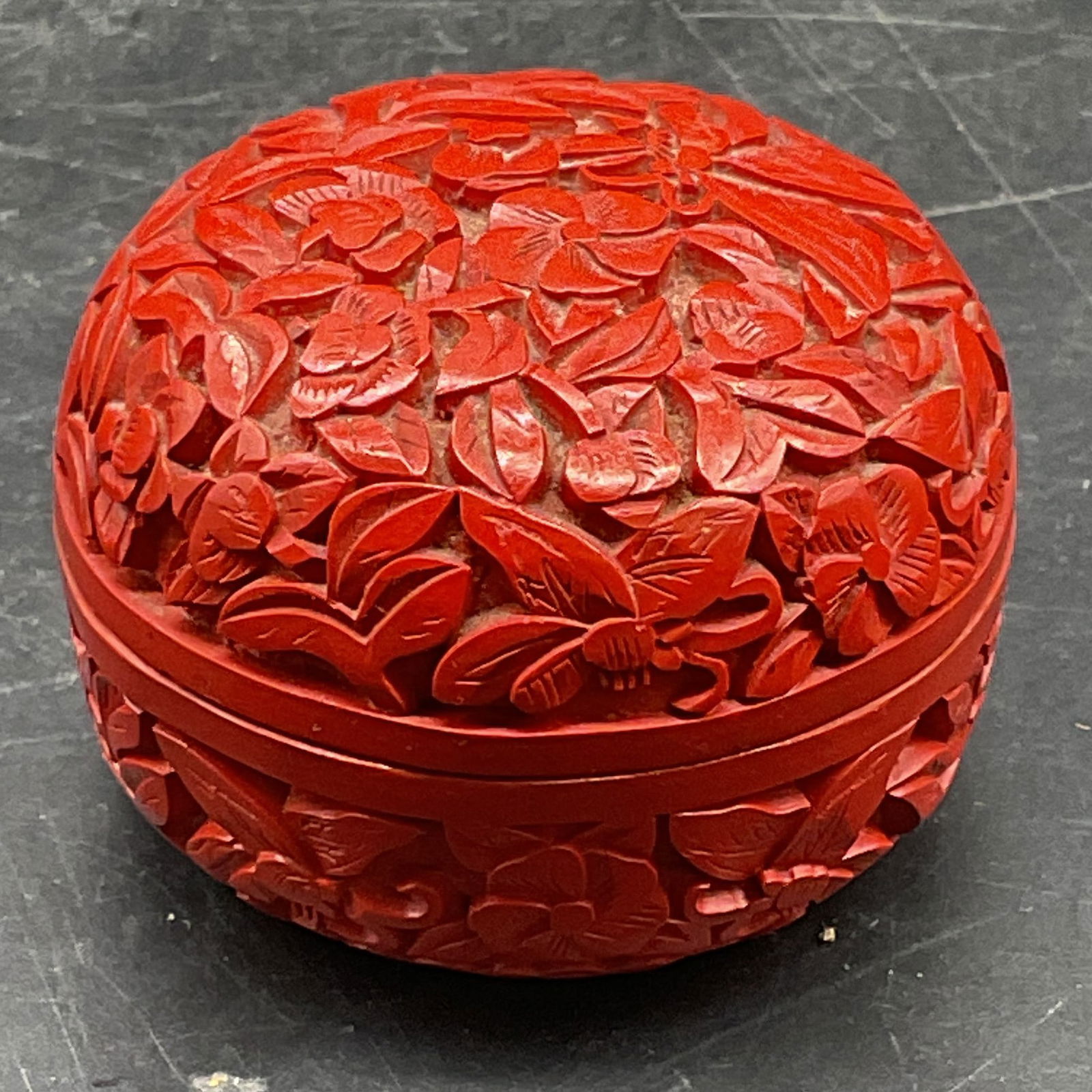 Carved Cinnabar Style Lacquered Trinket Box (1 of 6)