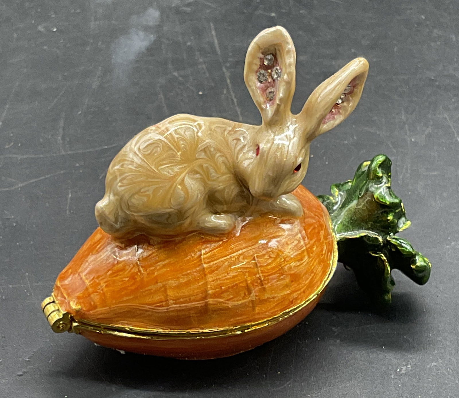 Enameled Crystal Rabbit & Carrot Trinket Box (1 of 6)
