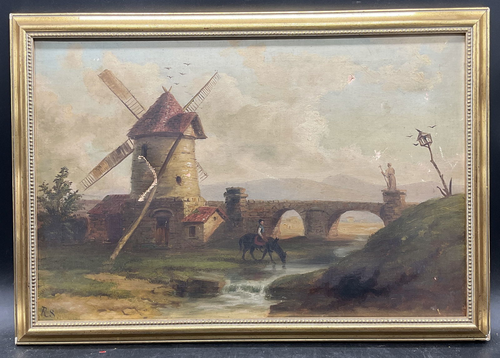 1885 Signed Russell Smith Windmill Oil Painting (1 of 8)