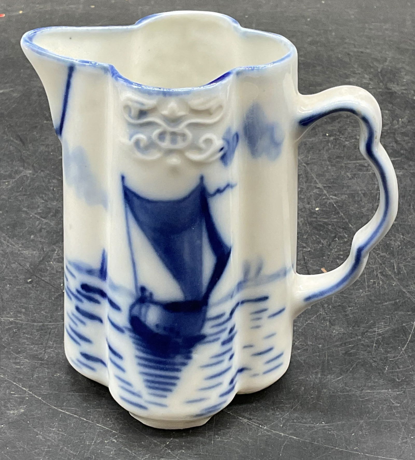 Antique Sgnd Blue & White Porcelain Cream Pitcher (1 of 6)