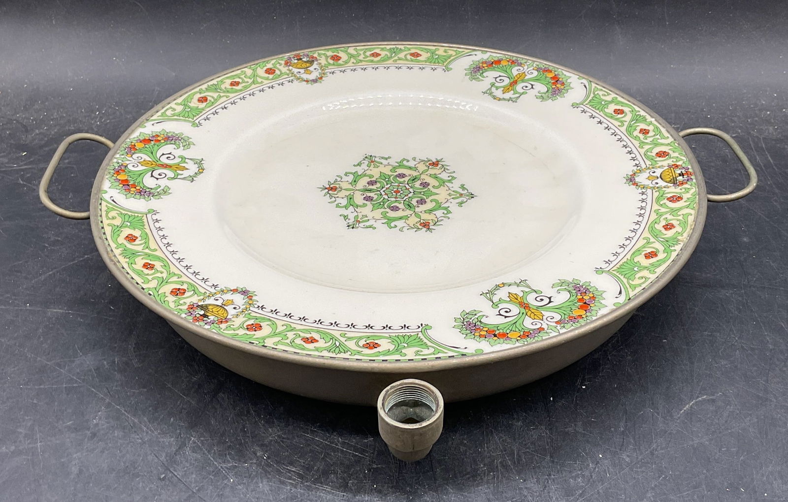 Antq Lewis & Conger Chromium Porc Warming Plate (1 of 6)