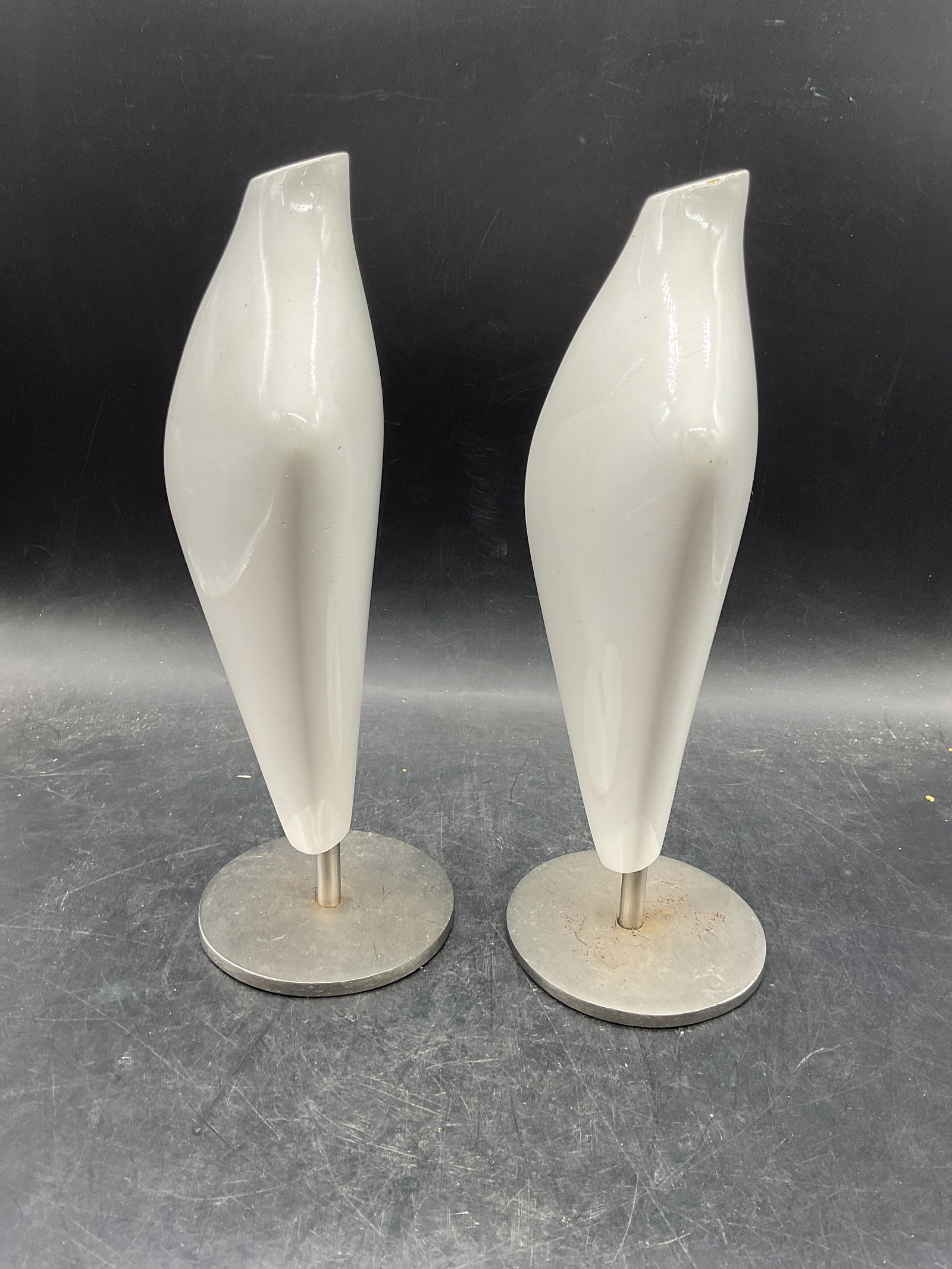 Pair SILVESTRI White Bust Form Decorative Objects - 2