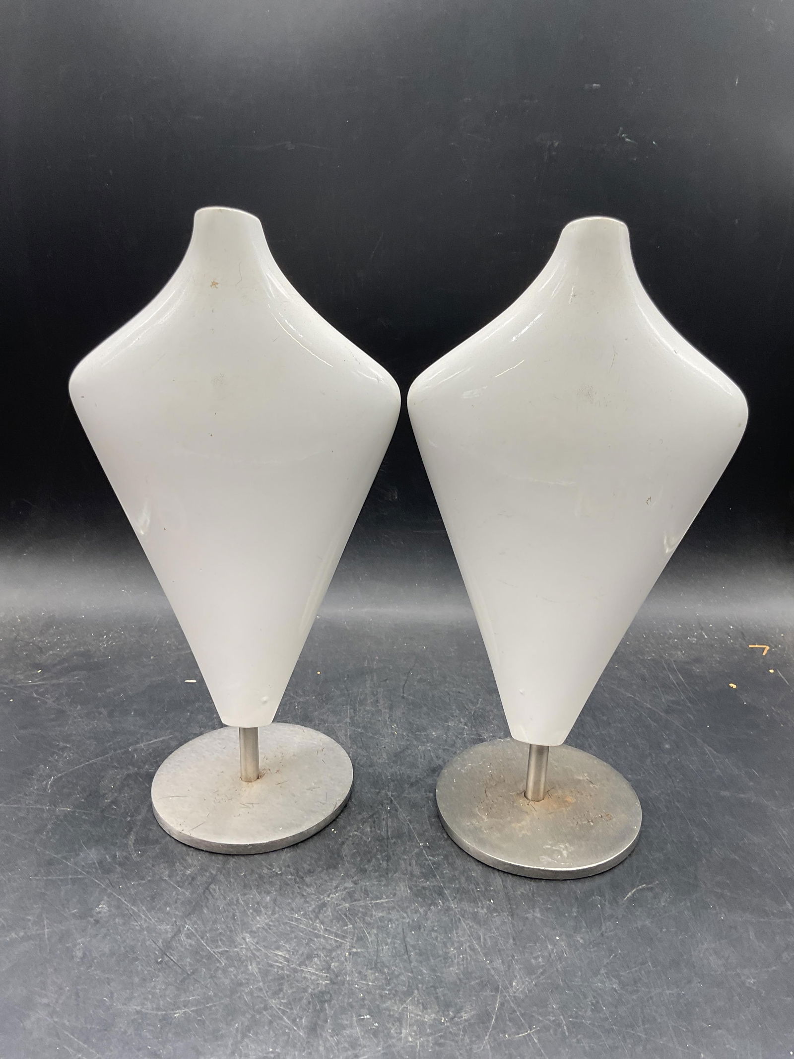 Pair SILVESTRI White Bust Form Decorative Objects - 3