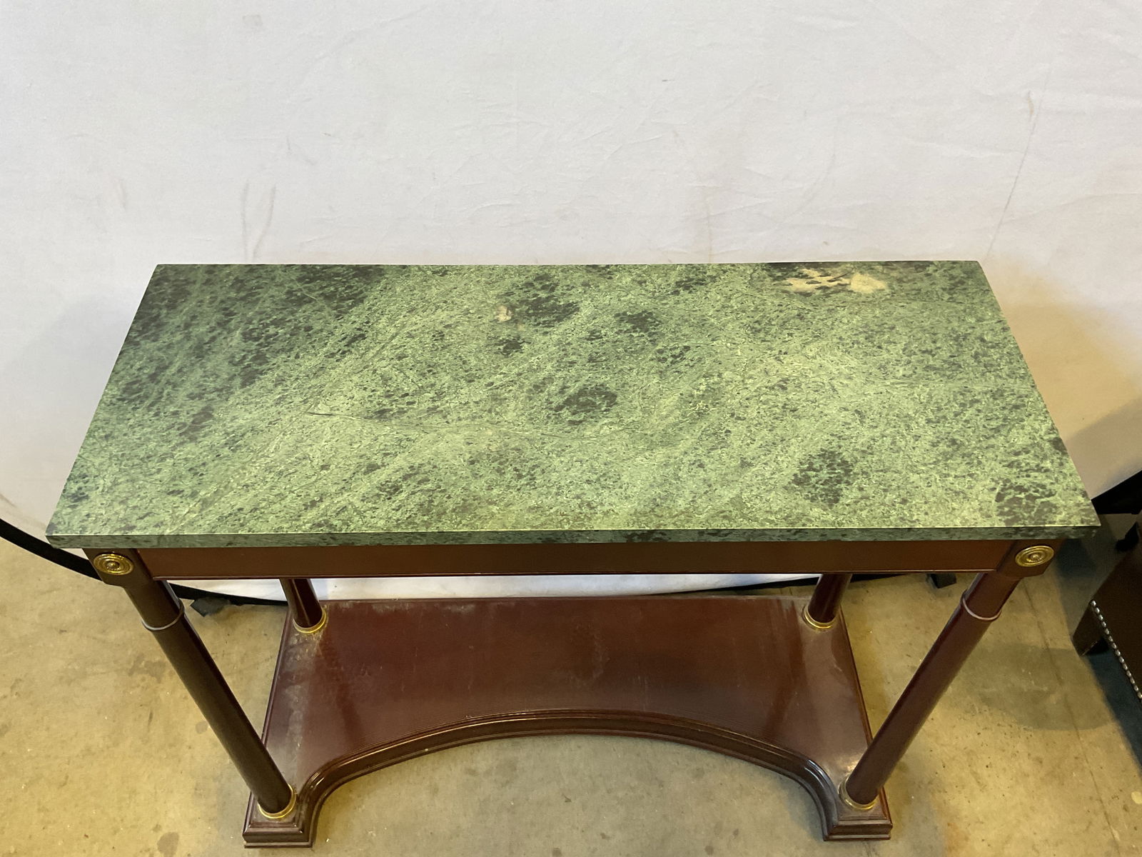 Bombay Neoclassical Mahogany Marble Console Table - 2