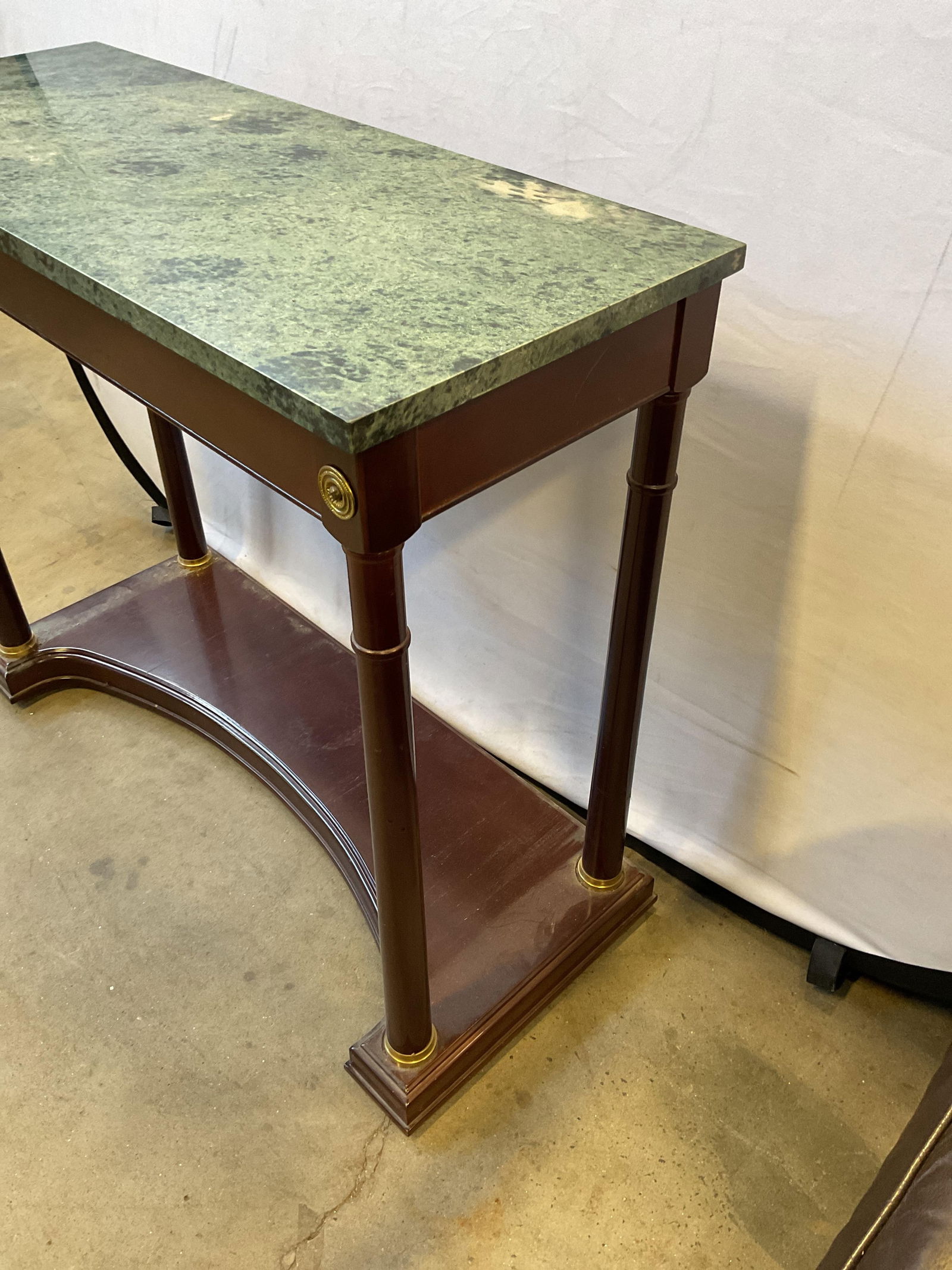 Bombay Neoclassical Mahogany Marble Console Table - 3