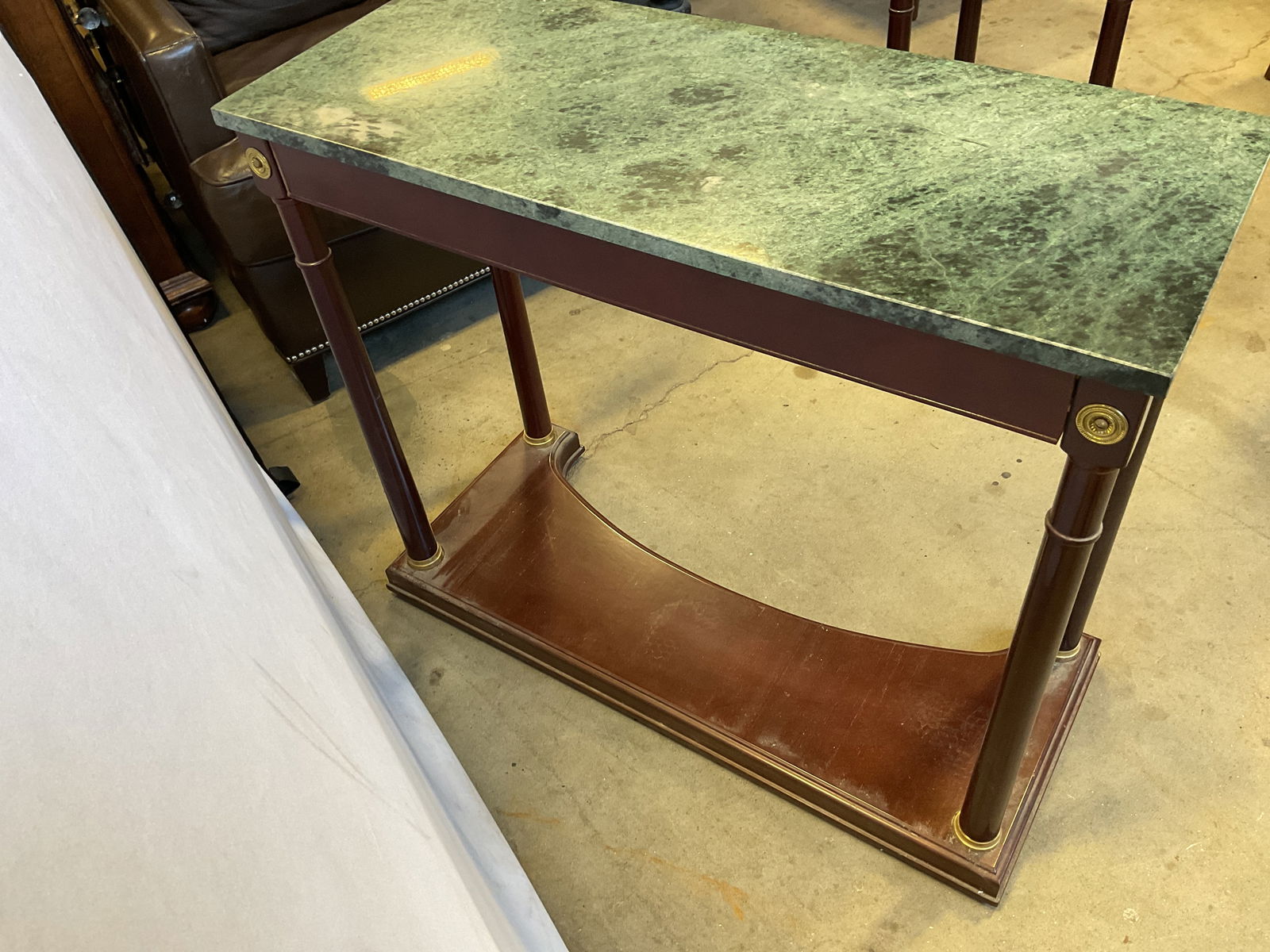 Bombay Neoclassical Mahogany Marble Console Table - 5