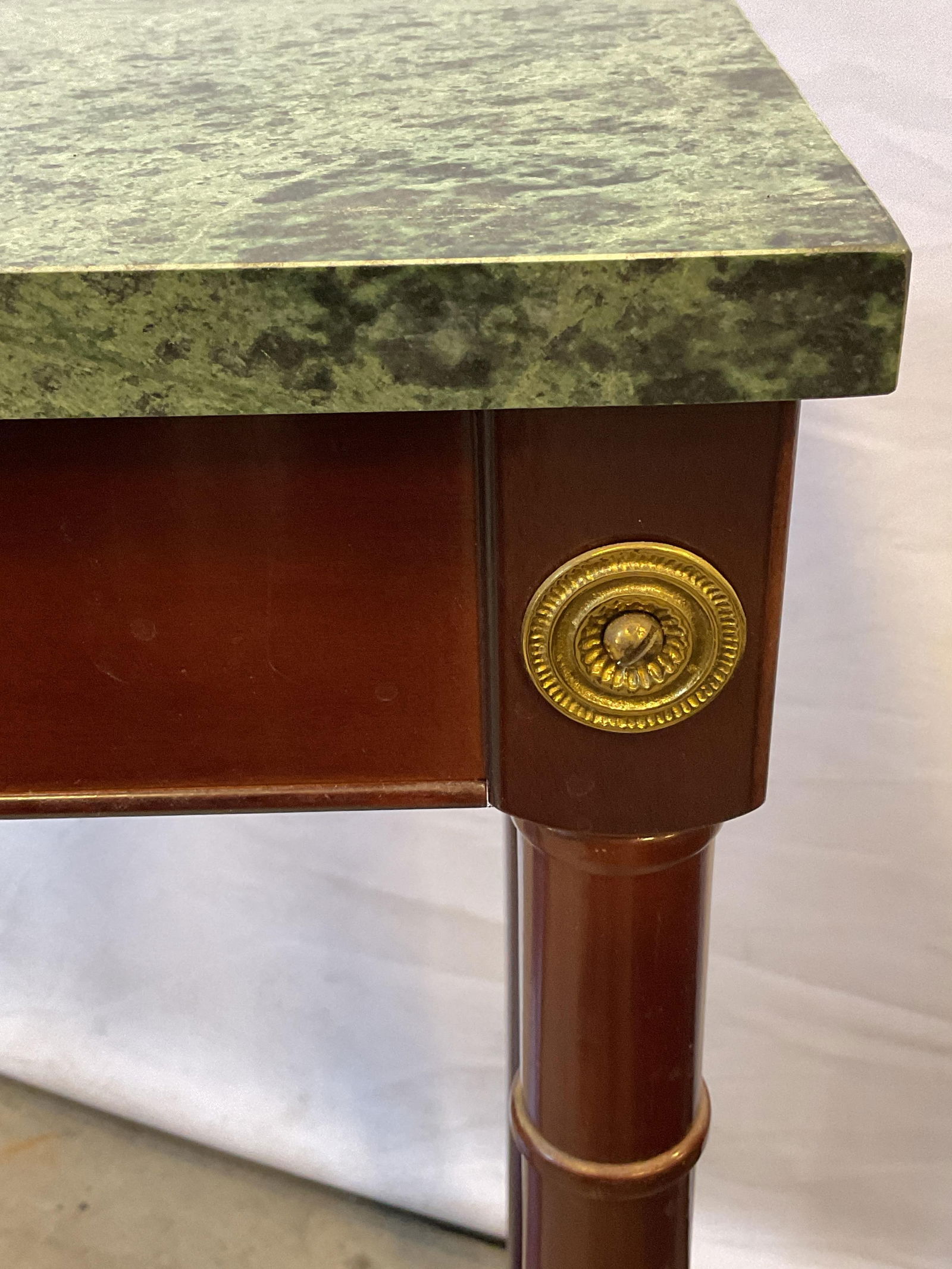 Bombay Neoclassical Mahogany Marble Console Table - 6