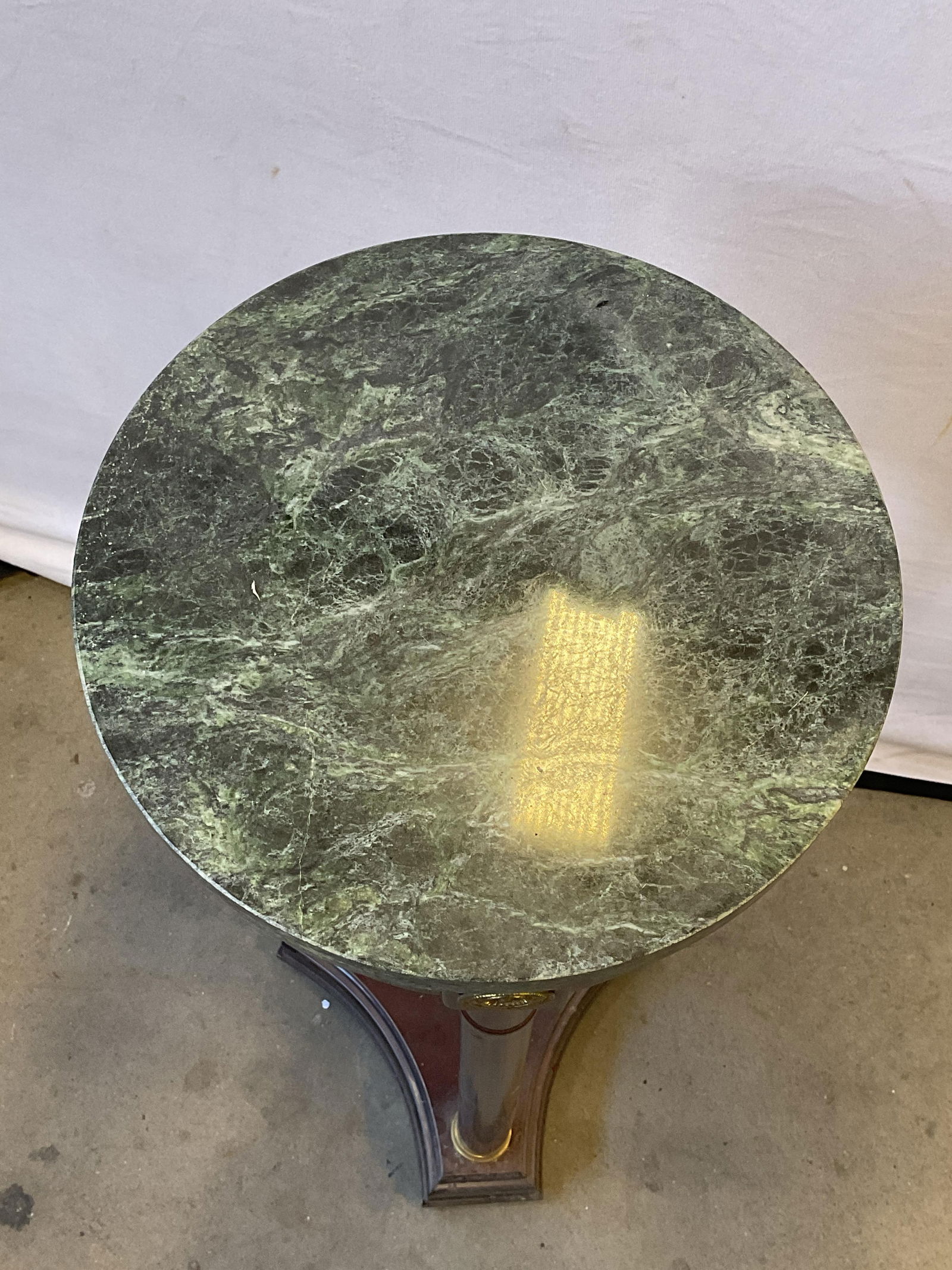 Bombay Neoclassical Mahogany Marble Side Table - 2