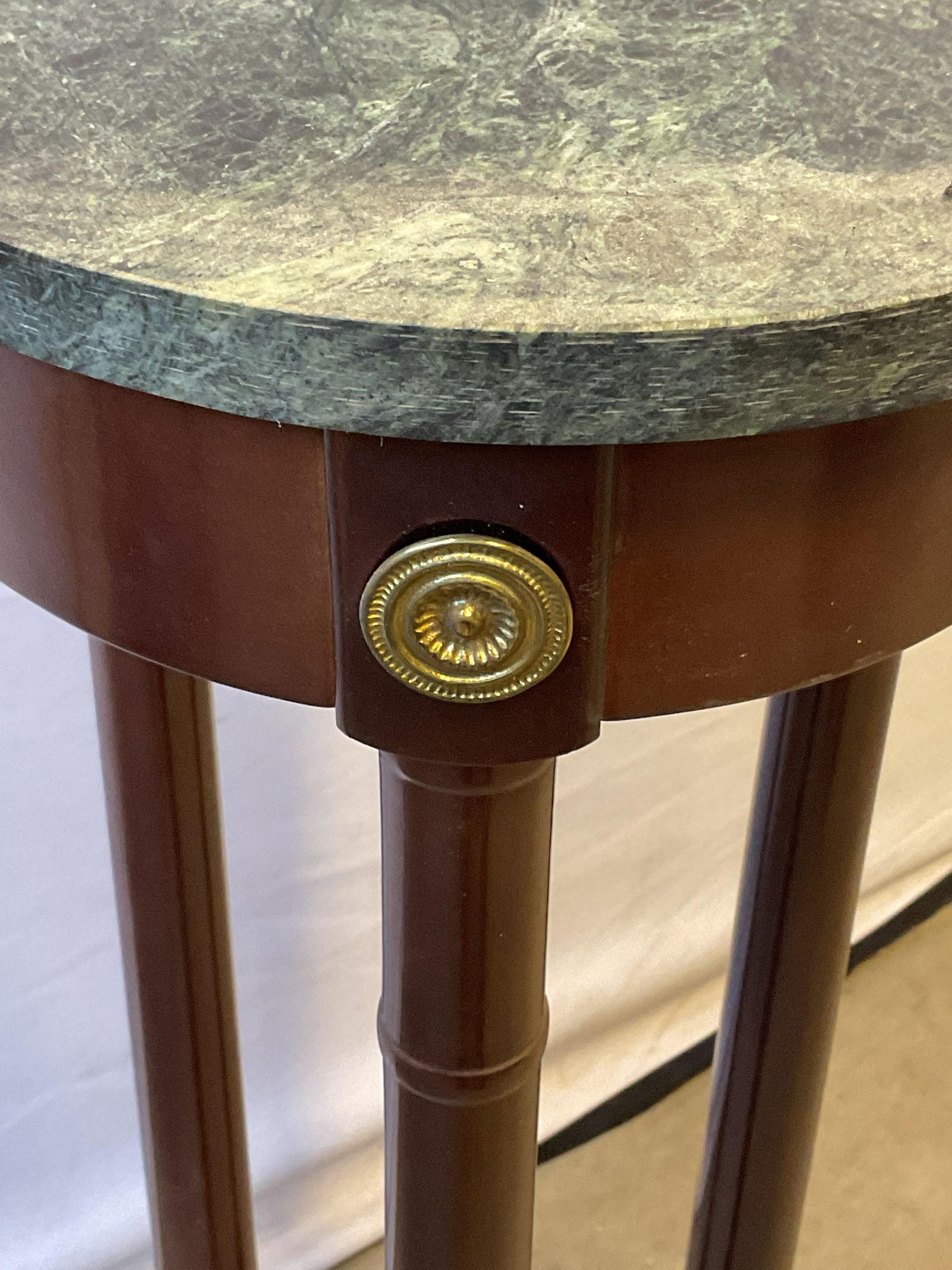 Bombay Neoclassical Mahogany Marble Side Table - 6