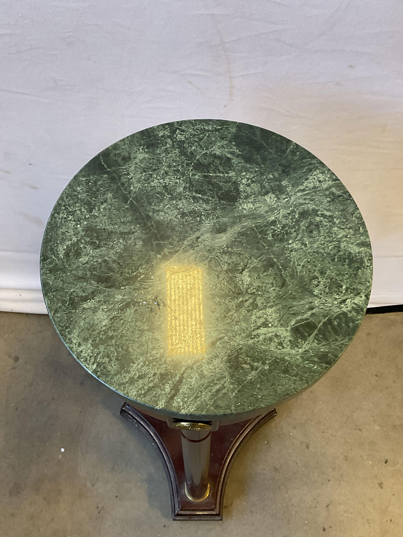 Bombay Neoclassical Mahogany Marble Side Table - 2