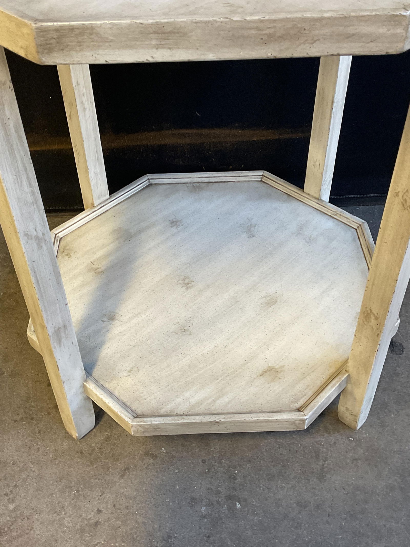 Modern White Wood Octagonal Side Table - 3