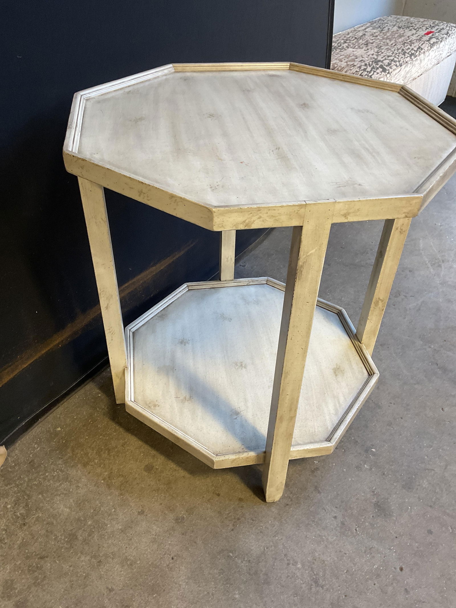 Modern White Wood Octagonal Side Table - 4