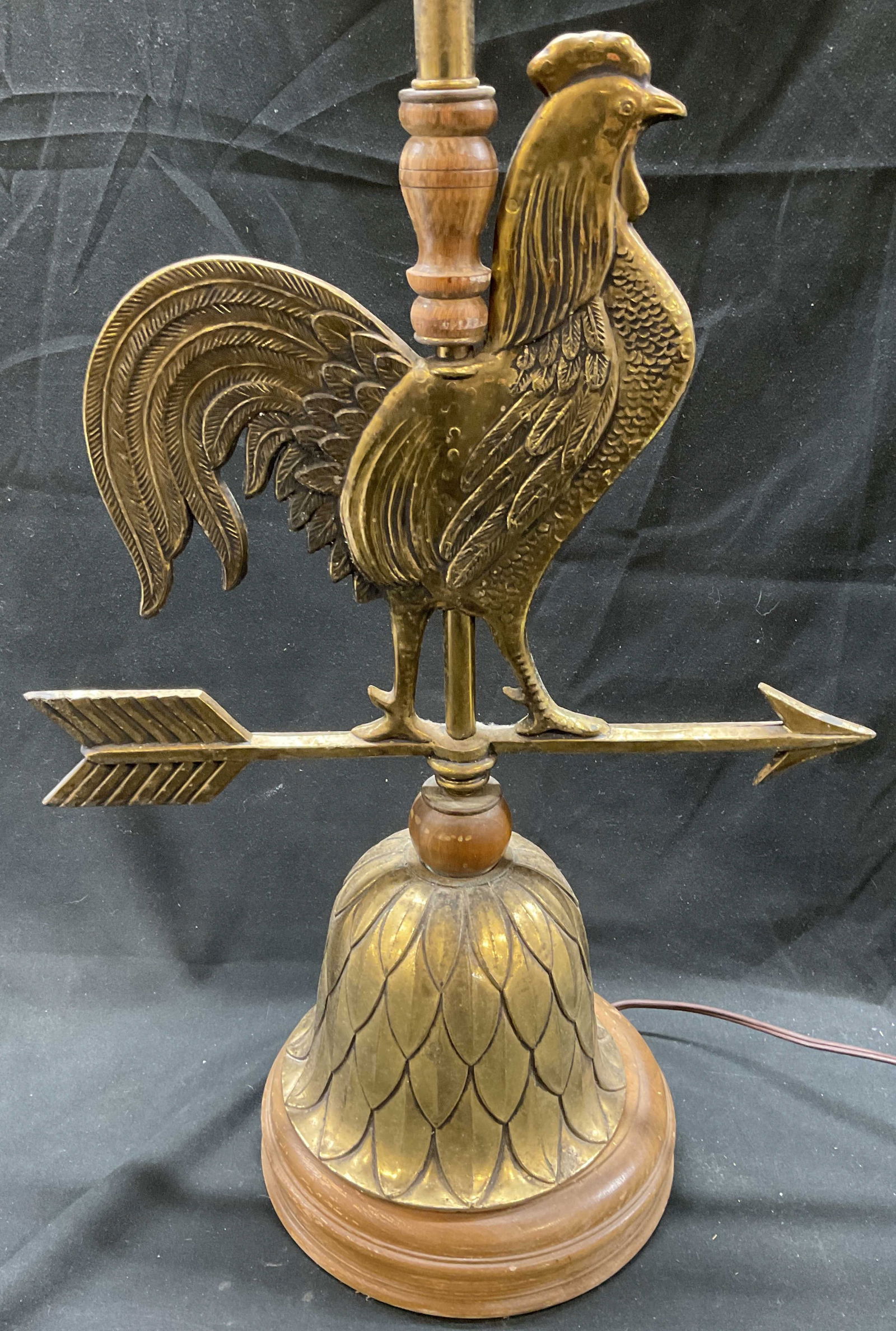 Vintage Brass Rooster Weathervane Lamp (1 of 7)