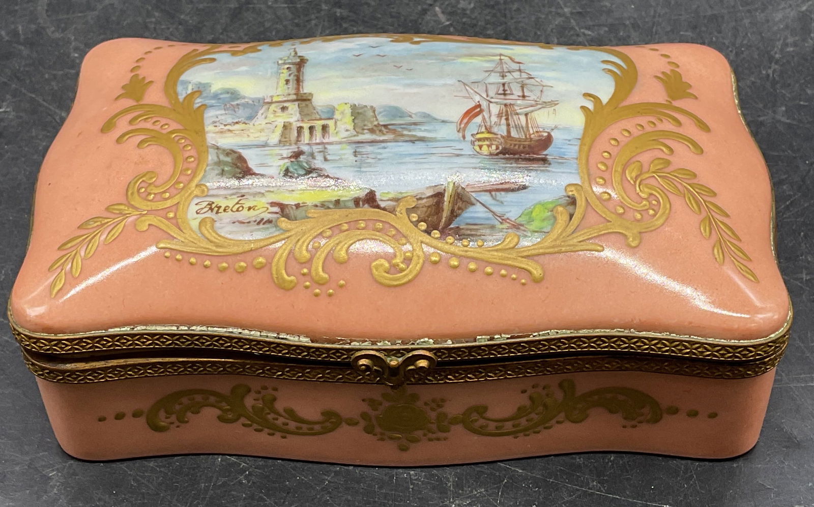 Signed French Style Porcelain Jewelry Box (1 of 7)