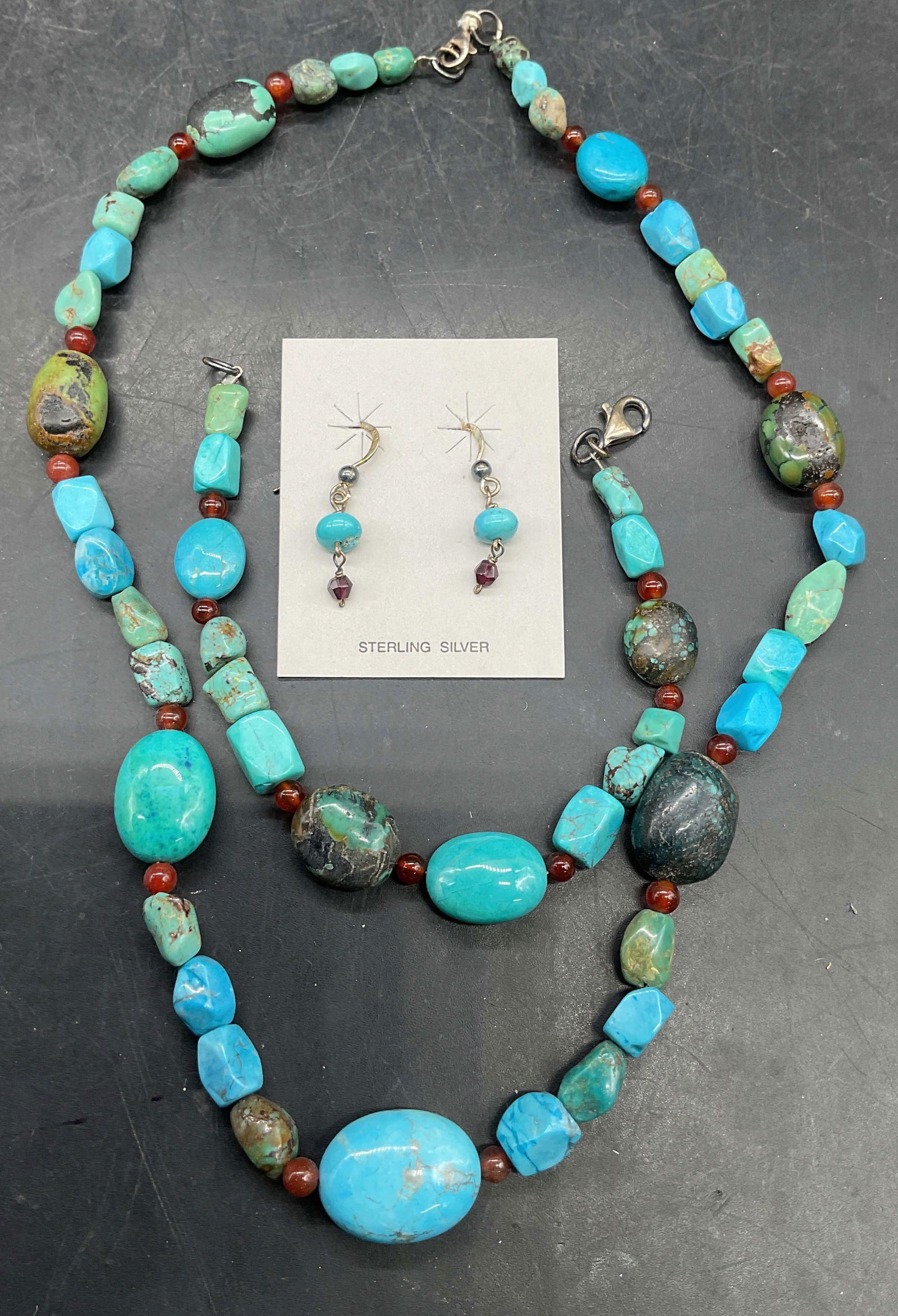 Lot 3 Turquoise Necklace, Bracelet, Earrings (1 of 7)