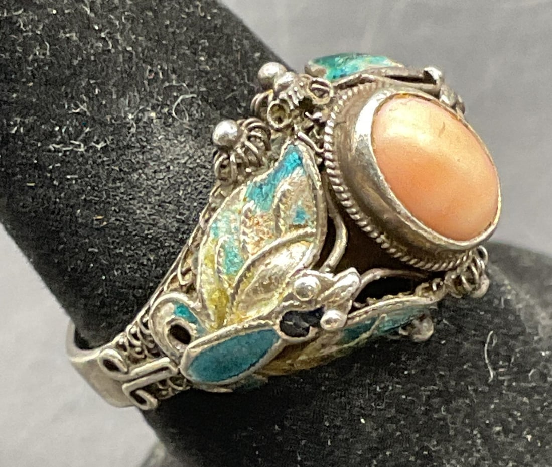 Signed Sterling Silver Semiprecious Butterfly Ring (1 of 7)