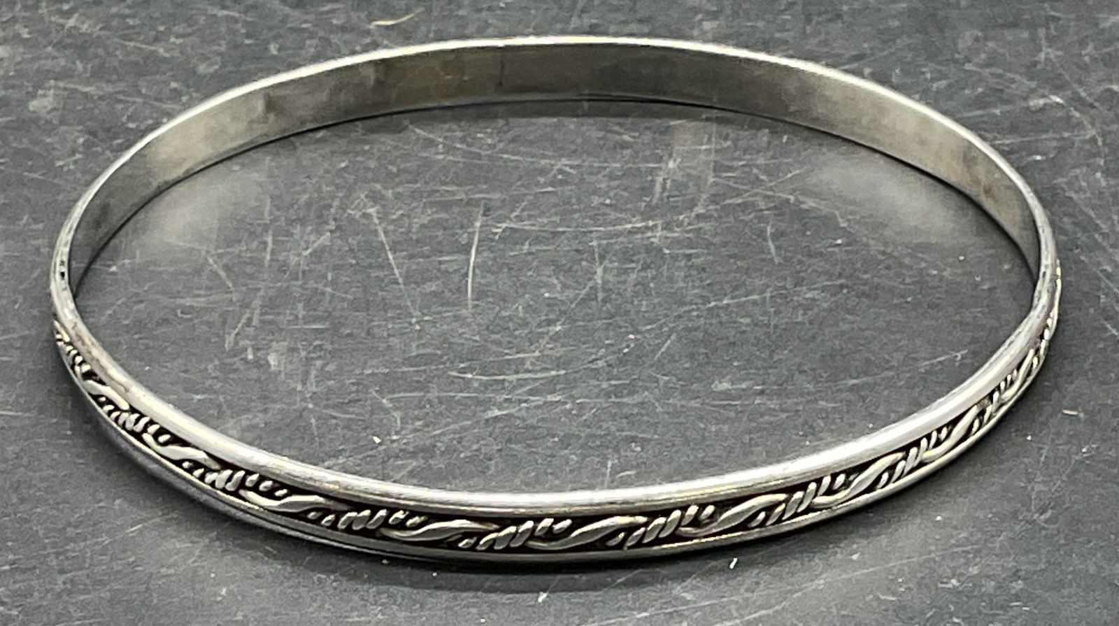 Vintage Sterling Silver Cable Bangle Bracelet (1 of 6)