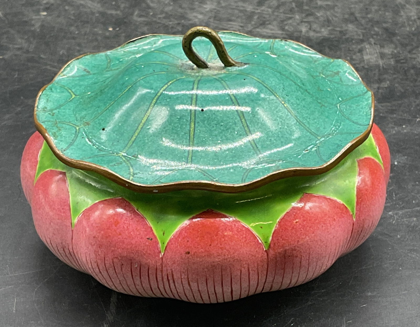 Chinese Enameled Brass Gourd Trinket Box (1 of 6)