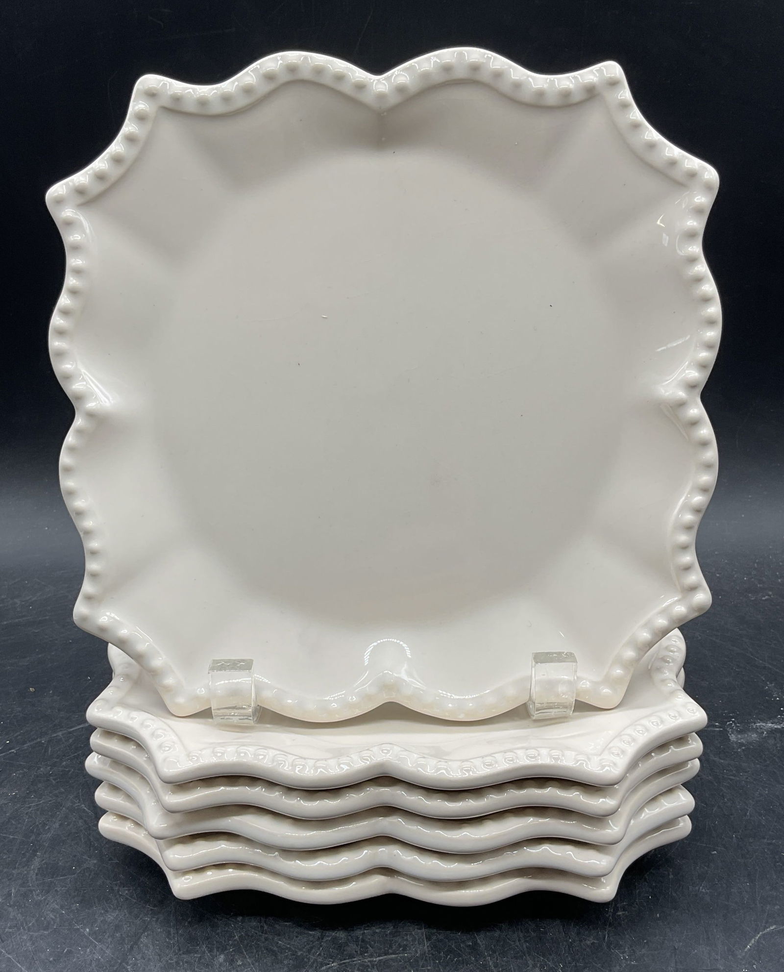 Set 6 ANTHEOR Ceramic Scalloped Plates, France (1 of 6)
