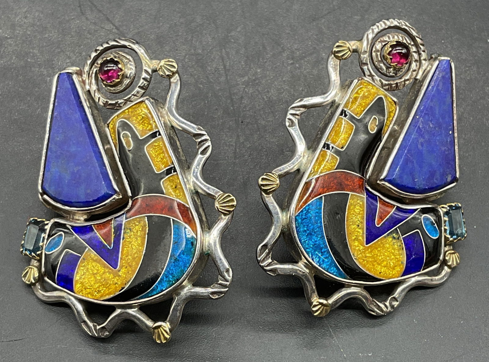 Signed BW Sterling 14K Gold Semiprecious Earrings (1 of 6)