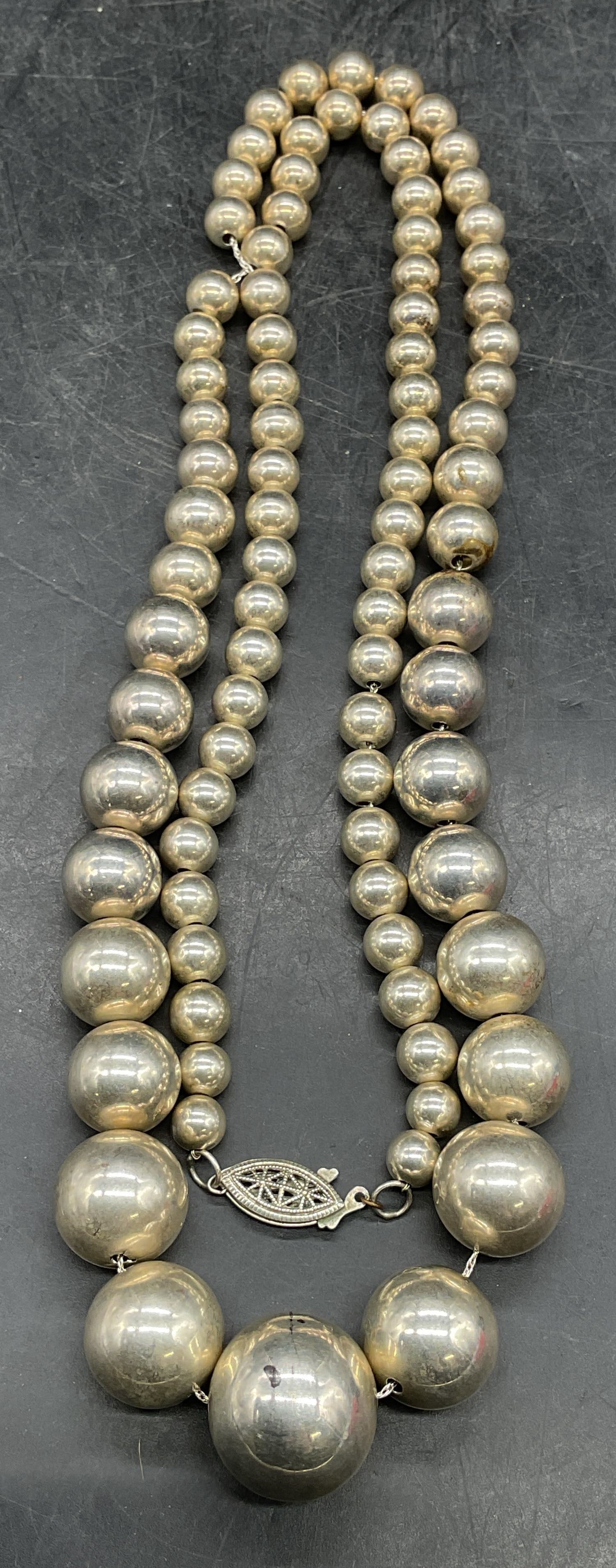 Sterling Silver Graduated Beaded Necklace (1 of 6)