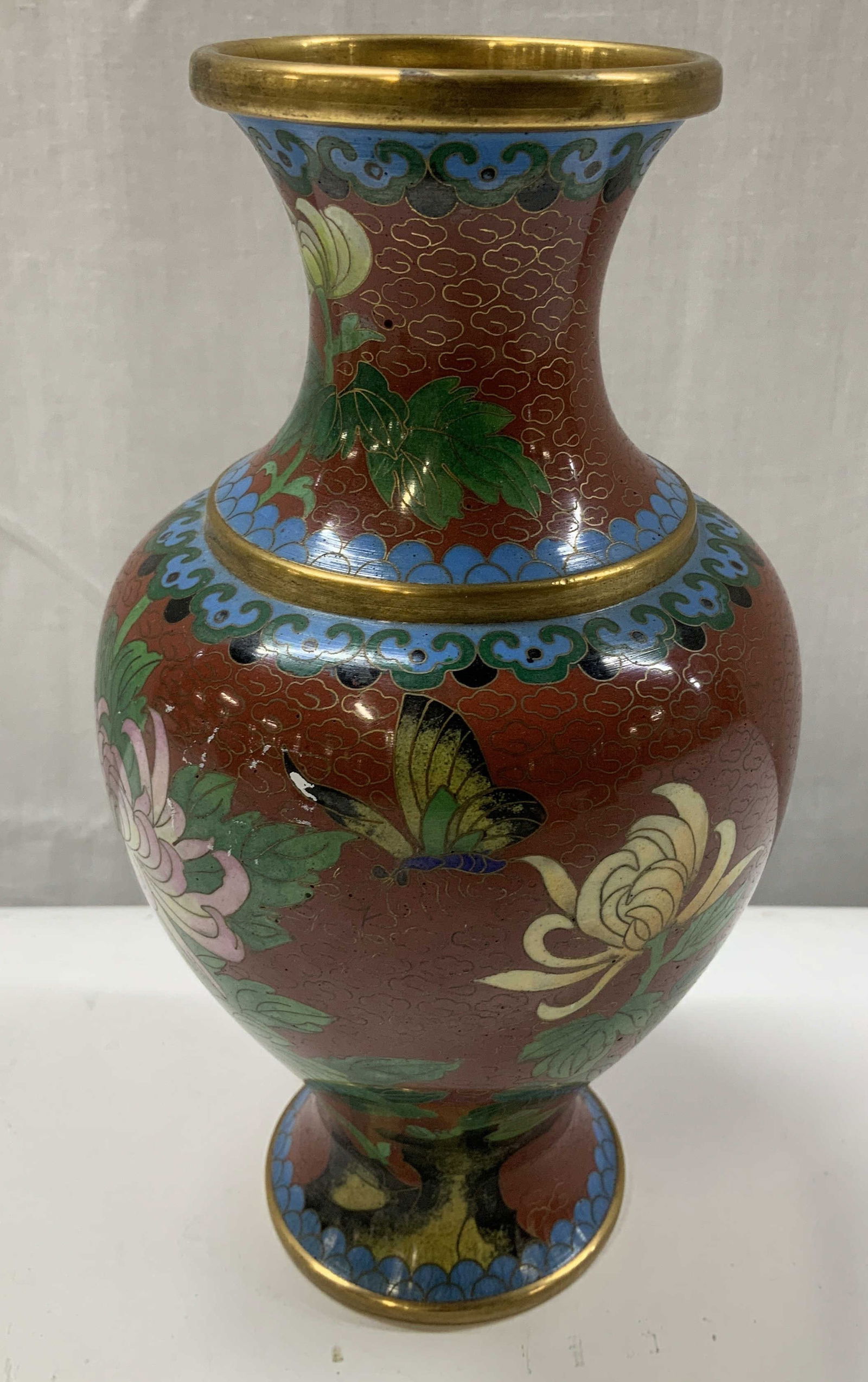 Vtg Chinese Cloisonne Enamel Floral Vase (1 of 6)