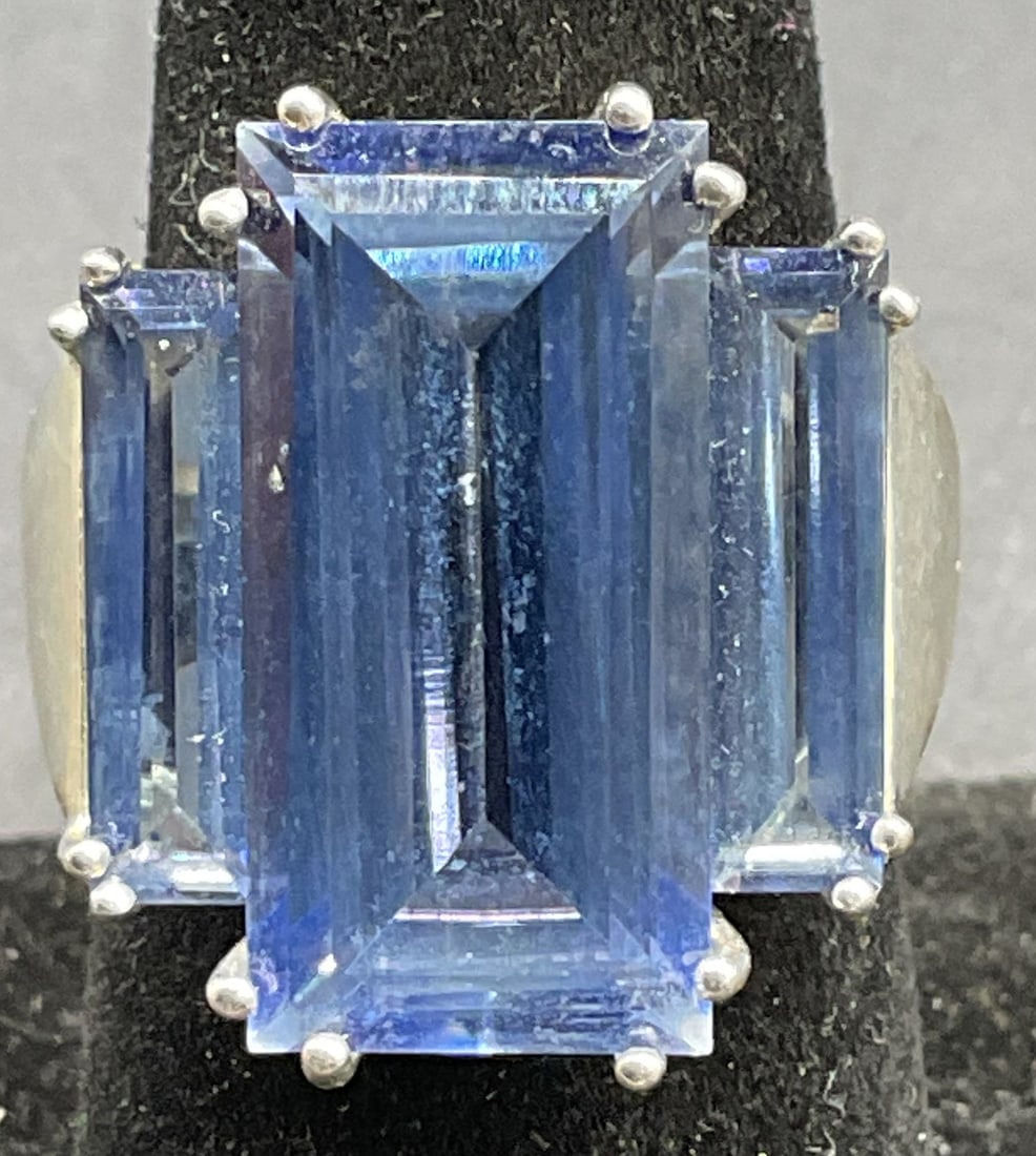 Signed Sterling Silver Blue Semiprecious Ring (1 of 6)