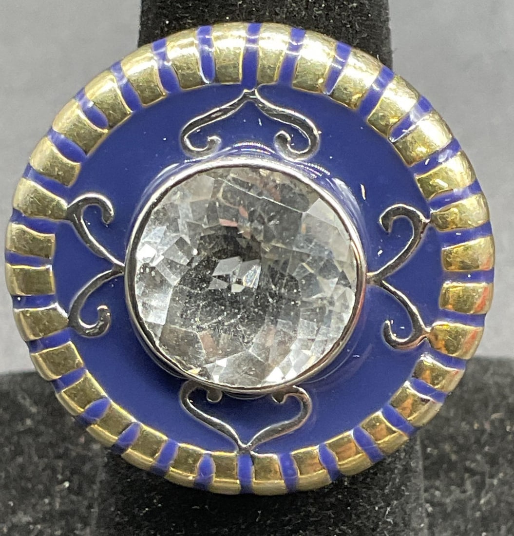 SKI sterling Silver Semiprecious Enamel Ring (1 of 6)