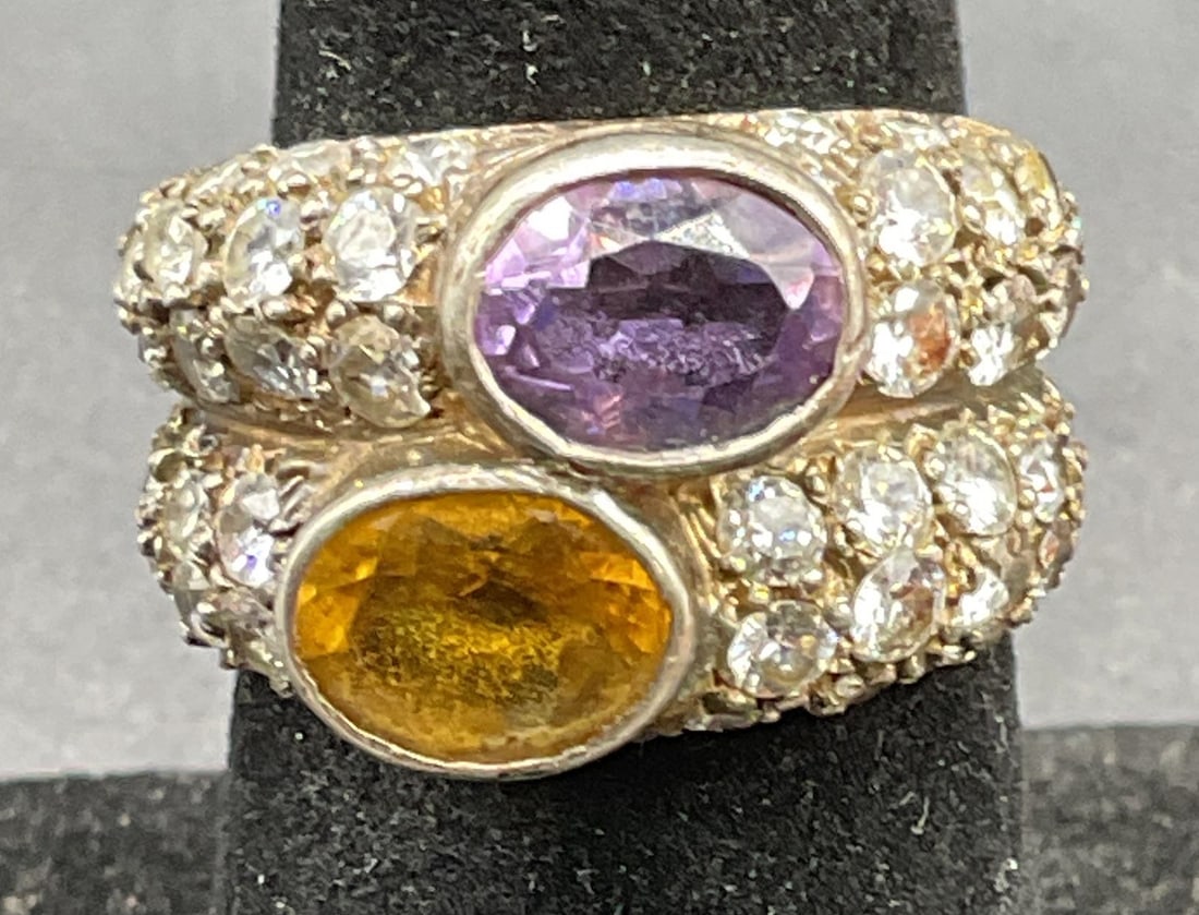 Sterling Silver Semiprecious Stacked Band Ring (1 of 6)