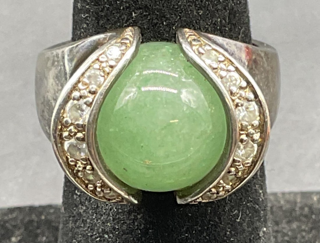 SX Sterling Silver Jade Semiprecious Ring (1 of 6)