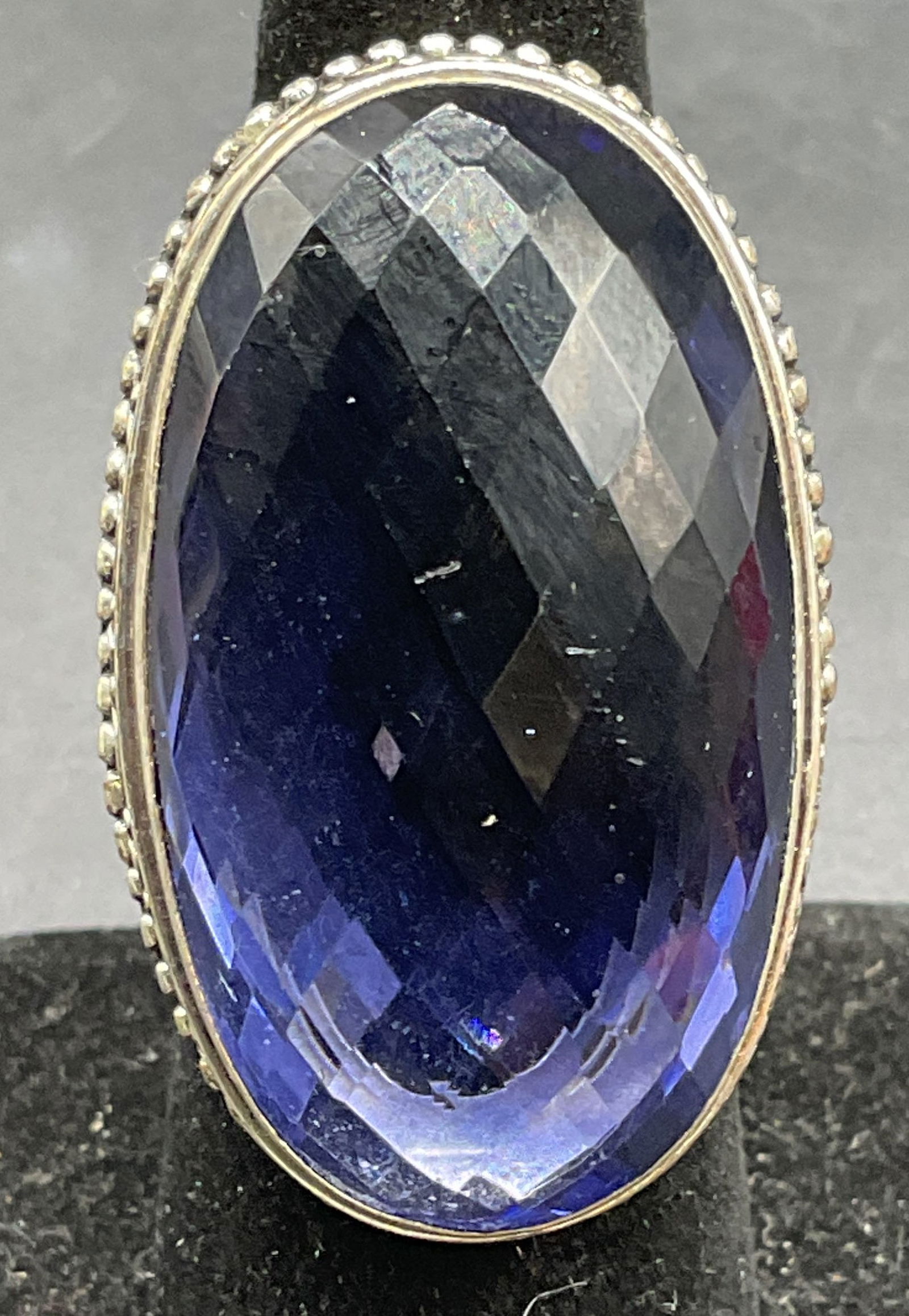 Sterling Silver Purple Crystal Cocktail Ring (1 of 6)