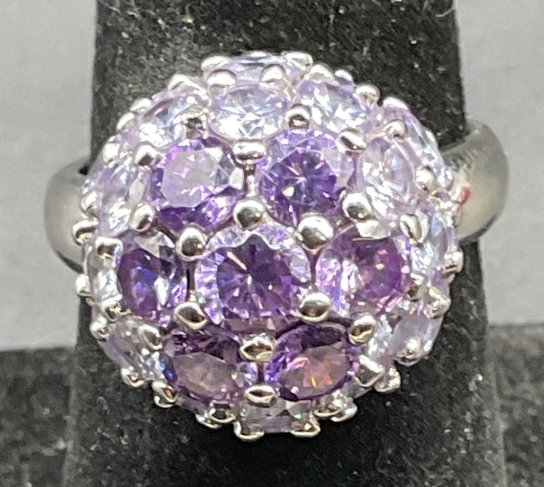 Sterling Silver Purple Semiprecious Flower Ring (1 of 6)