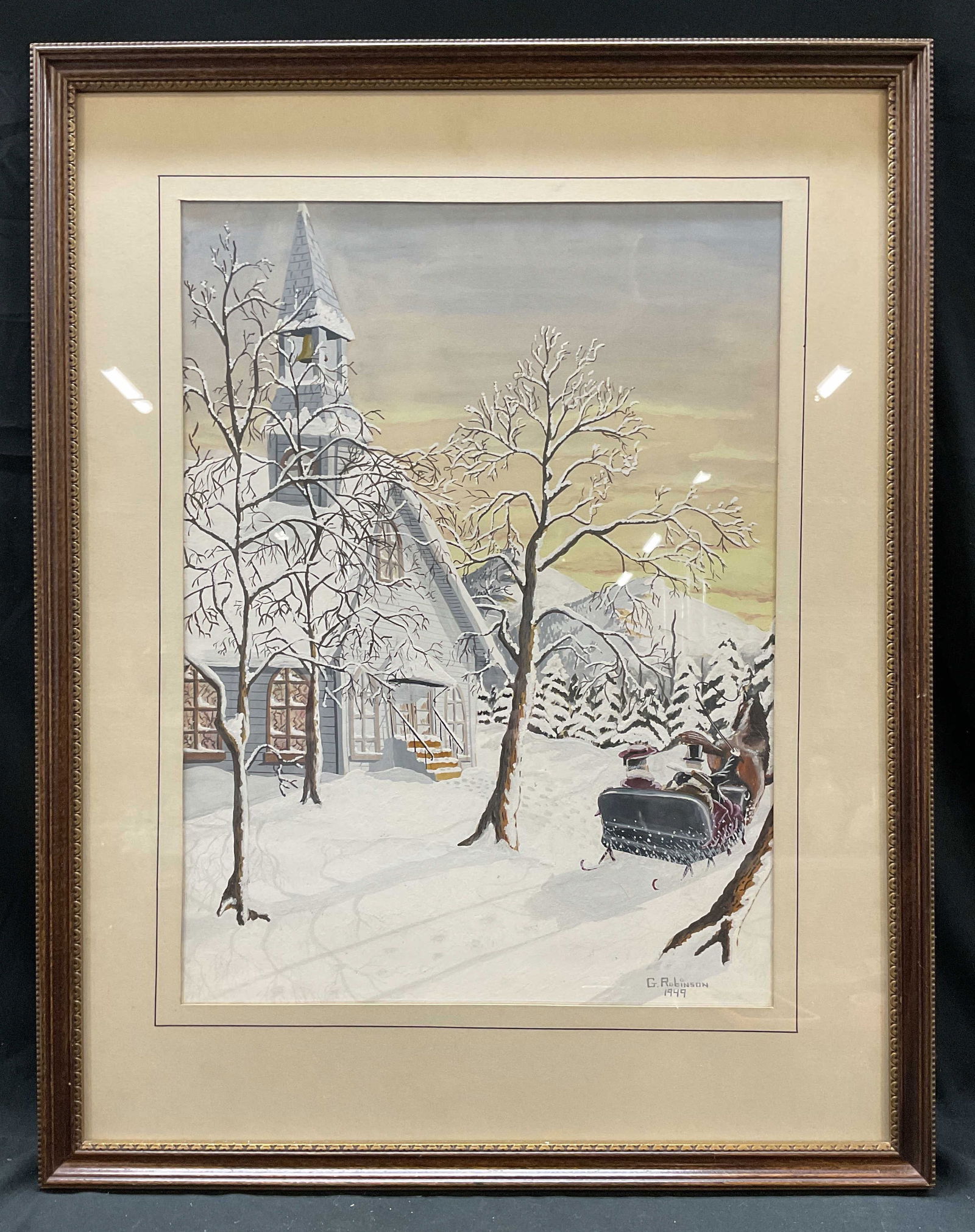 Signed G Robinson Winter Scene Painting (1 of 6)