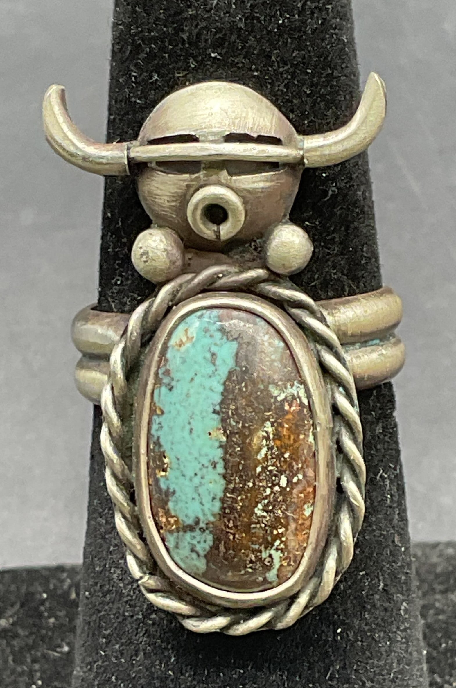 Signed CW Navajo Sterling Silver Turquoise Ring (1 of 6)
