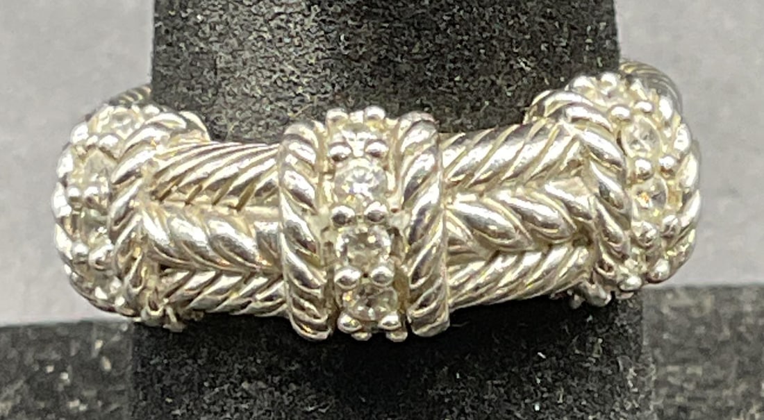Judith Ripka Sterling Silver CZ Cable Ring (1 of 6)