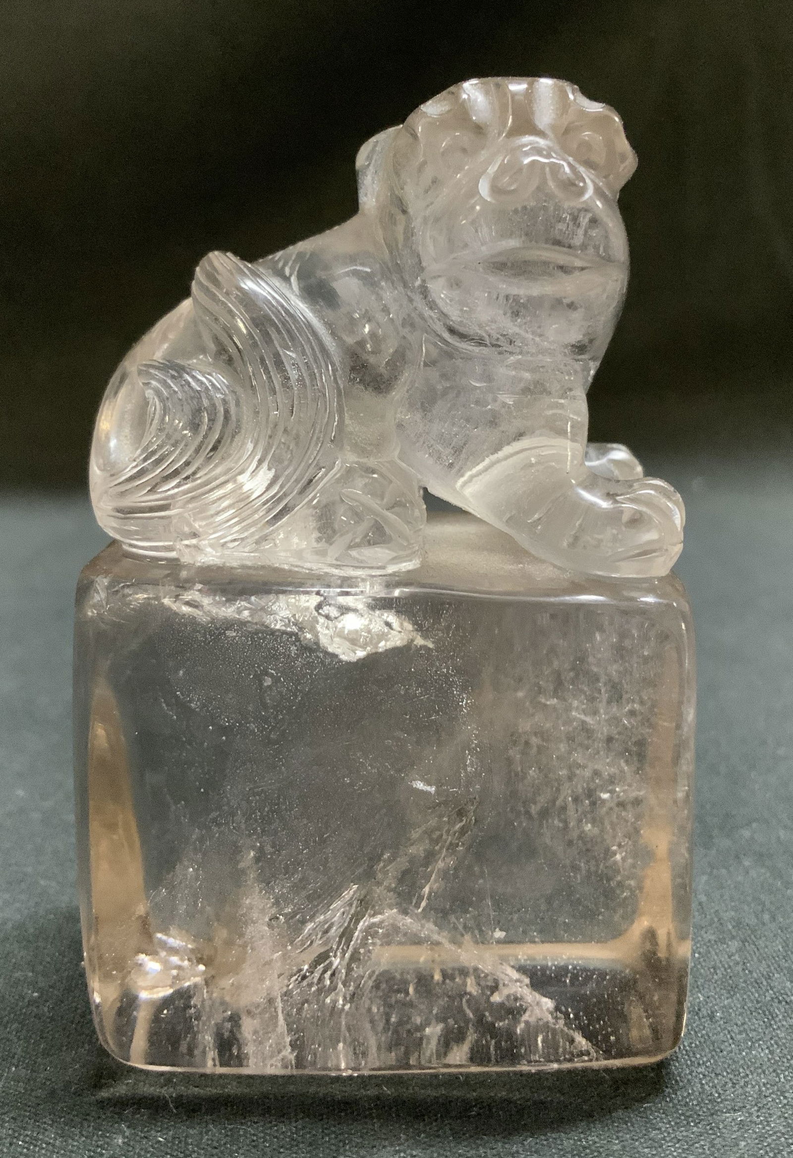 Vtg Clear Semiprecious Stone Foo Dog Paperweight (1 of 7)