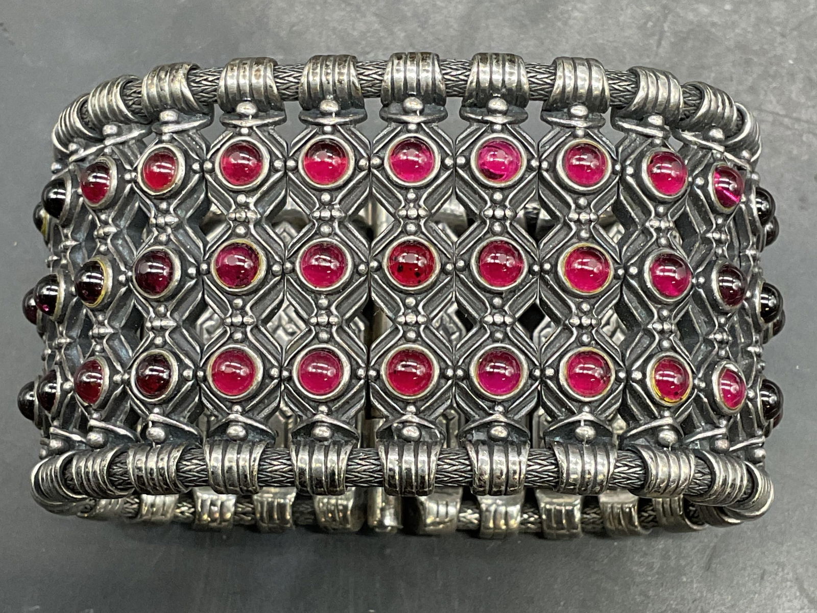 Konstantino Sterling Silver Garnet Wide Bracelet (1 of 7)